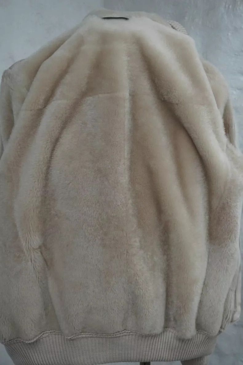 Loro Piana LORO PIANA A man's cream-colored fur integrated bomer hood Size US M / EU 48-50 / 2 - 5 Thumbnail