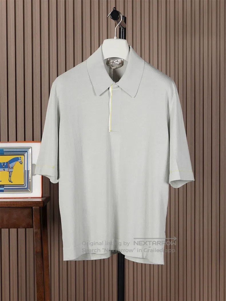 Hermes Hermes Men's Knit Short Sleeve Polo Size US L / EU 52-54 / 3 - 1 Thumbnail