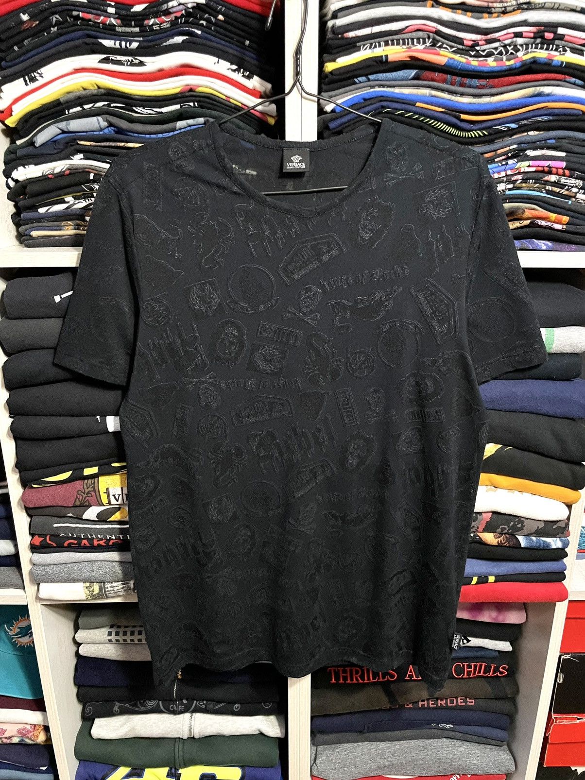 Versace Jeans Couture ARCHIVE Versace Jeans Couture Monogram Mesh T-Shirt Vintage Size US L / EU 52-54 / 3 - 1 Thumbnail