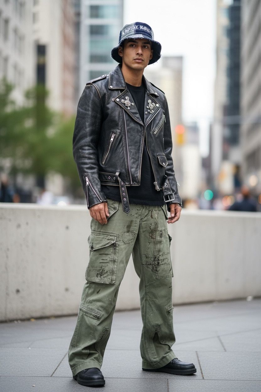 291295=Homme 291295=HOMME Military Rock-Style Cargo Pants Size US 31 - 1 Thumbnail