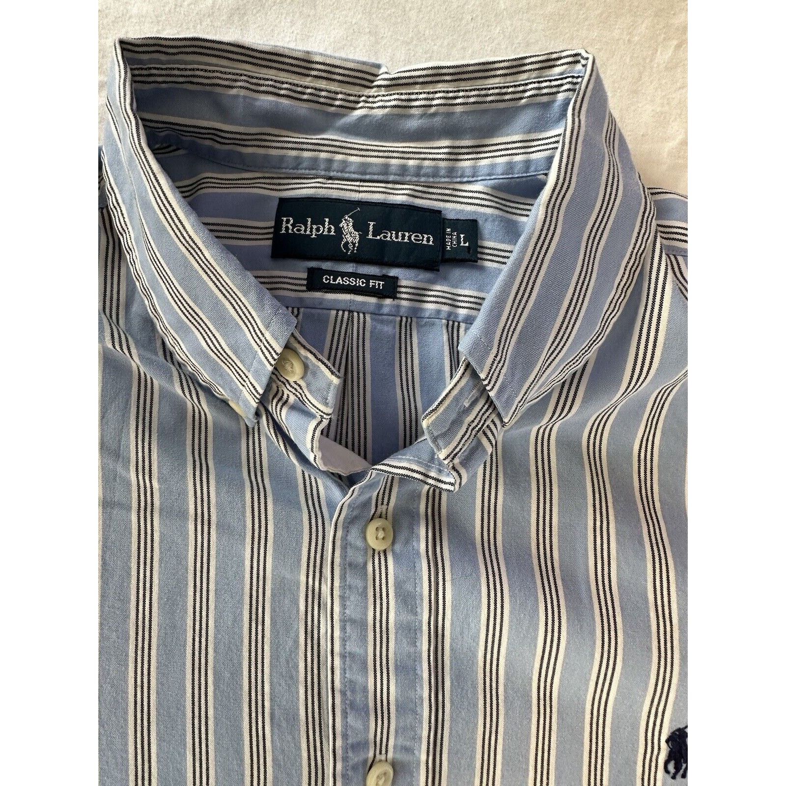 Ralph Lauren Ralph Lauren Classic Button Large Blue White Stripe w/Pony Size US L / EU 52-54 / 3 - 5 Thumbnail