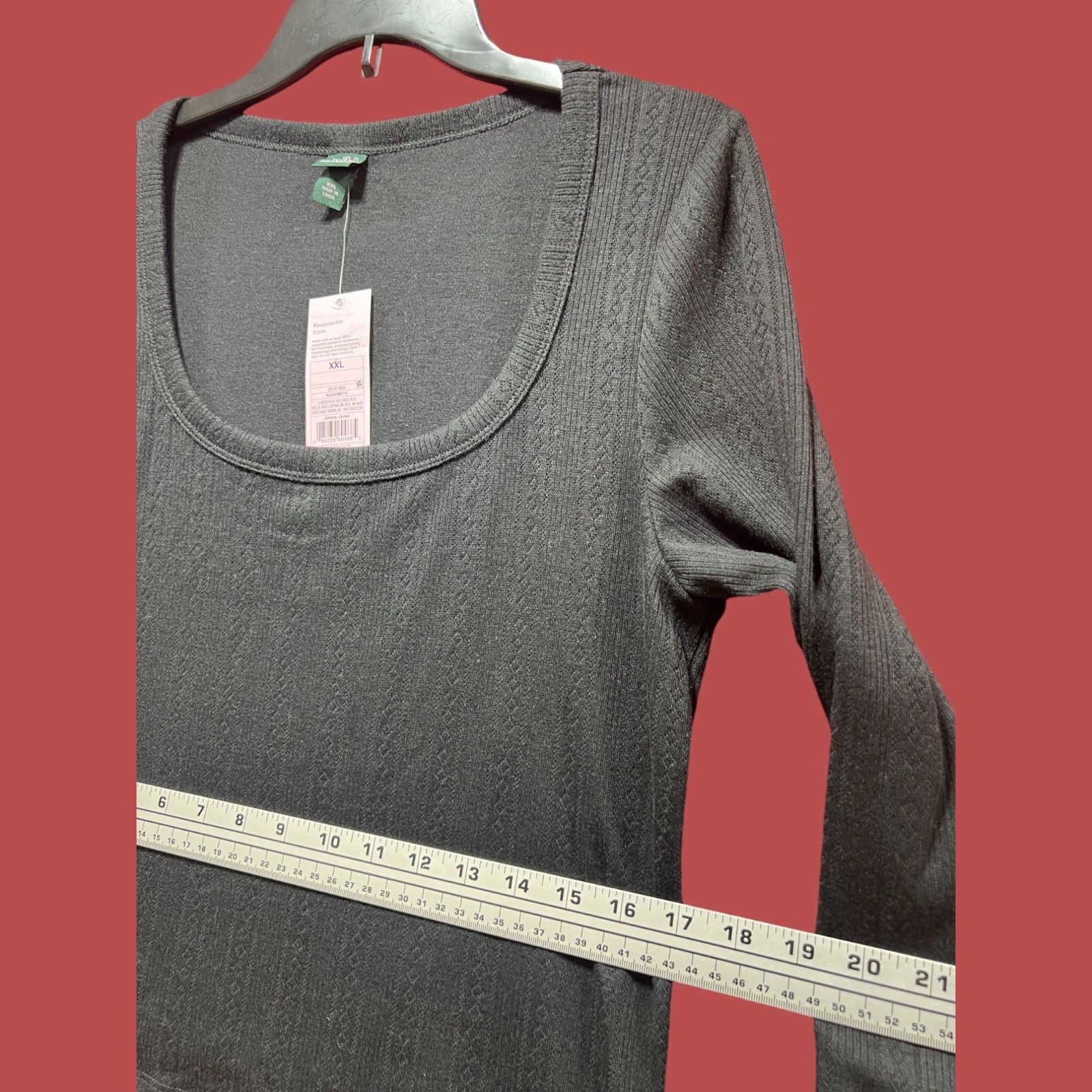 Other Wild Fable - Women's Long Sleeve Pointelle T-Shirt - Black - Size XXL / US 16-18 / IT 52-54 - 4 Thumbnail