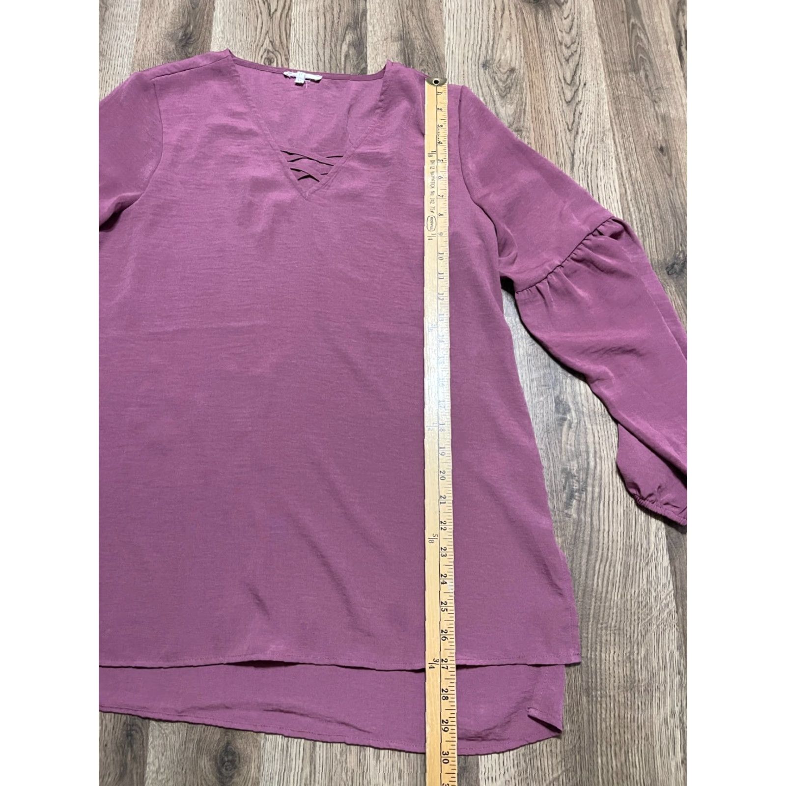 Vintage **Women's Medium Maurices Purple Long Sleeve V-Neck Blouse** User: Women's Medium Maurices Purple Long Sleeve V-Neck Blouse Size M / US 6-8 / IT 42-44 - 7 Thumbnail
