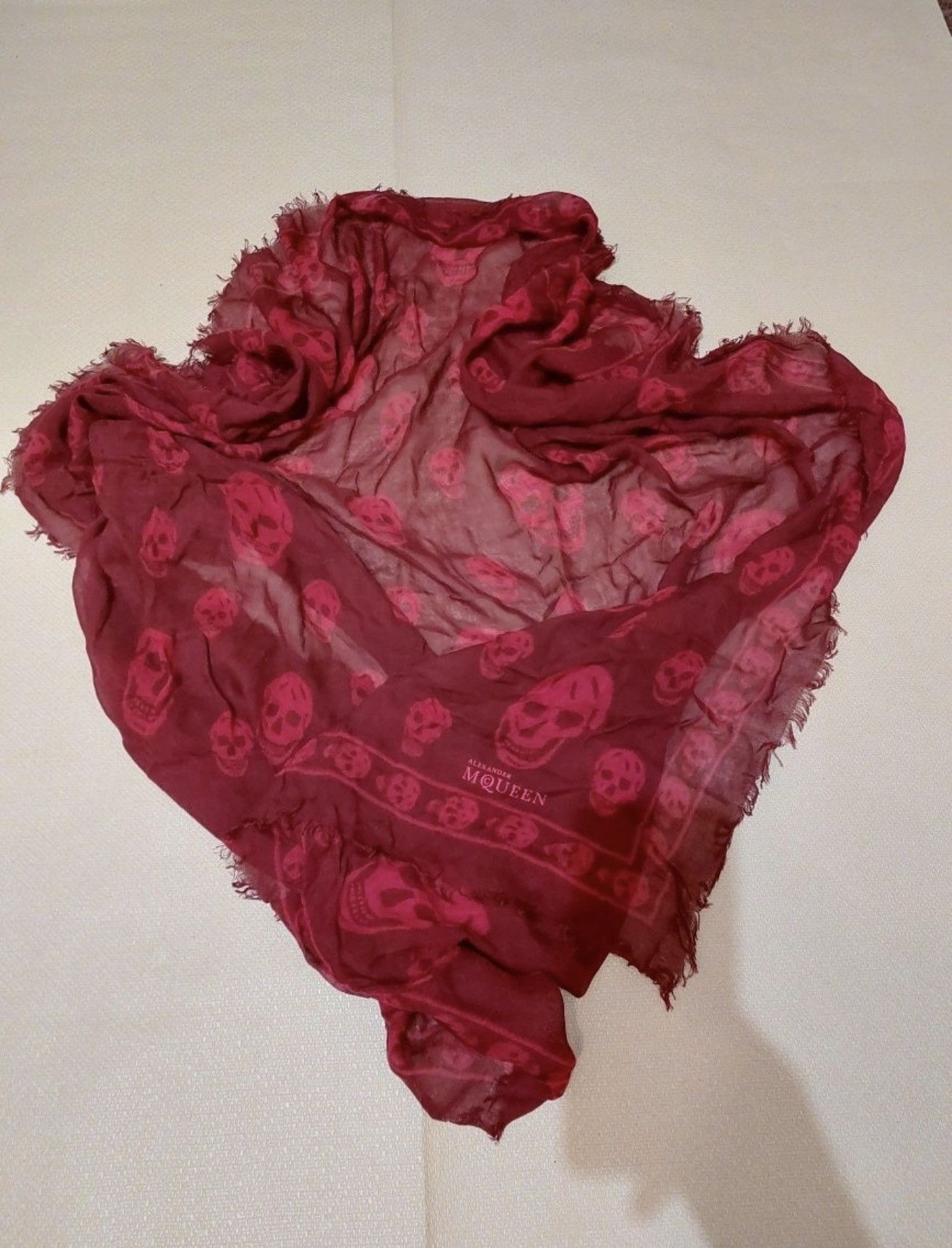 Alexander McQueen ALEXANDER MCQUEEN Skull Silk EsdeeKid Scarf Red runway logo Size ONE SIZE - 6 Thumbnail