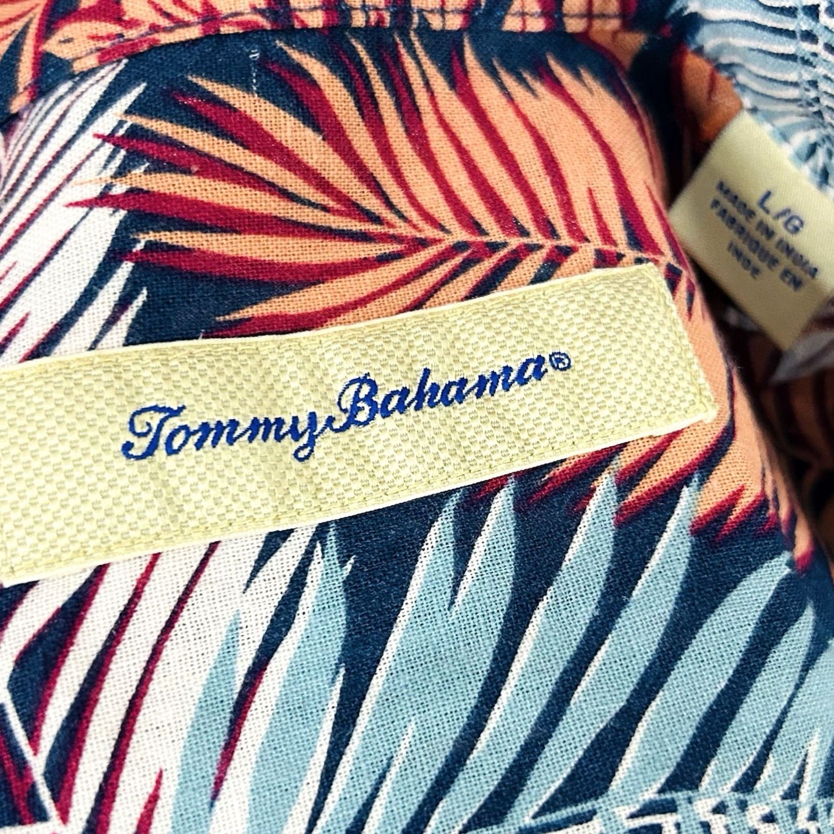 Tommy Bahama Tommy Bahama Hawaiian Aloha Shirt Large Linen Cotton Floral Print Pink Blue Mens Size US L / EU 52-54 / 3 - 3 Thumbnail