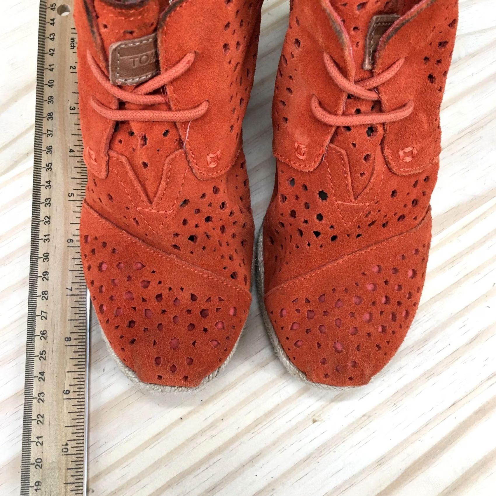 Toms TOMS Boots Womens 6 Orange Desert Wedges Moroccan Cutout Suede Lace Up Casual Size US 6 / IT 36 - 7 Thumbnail