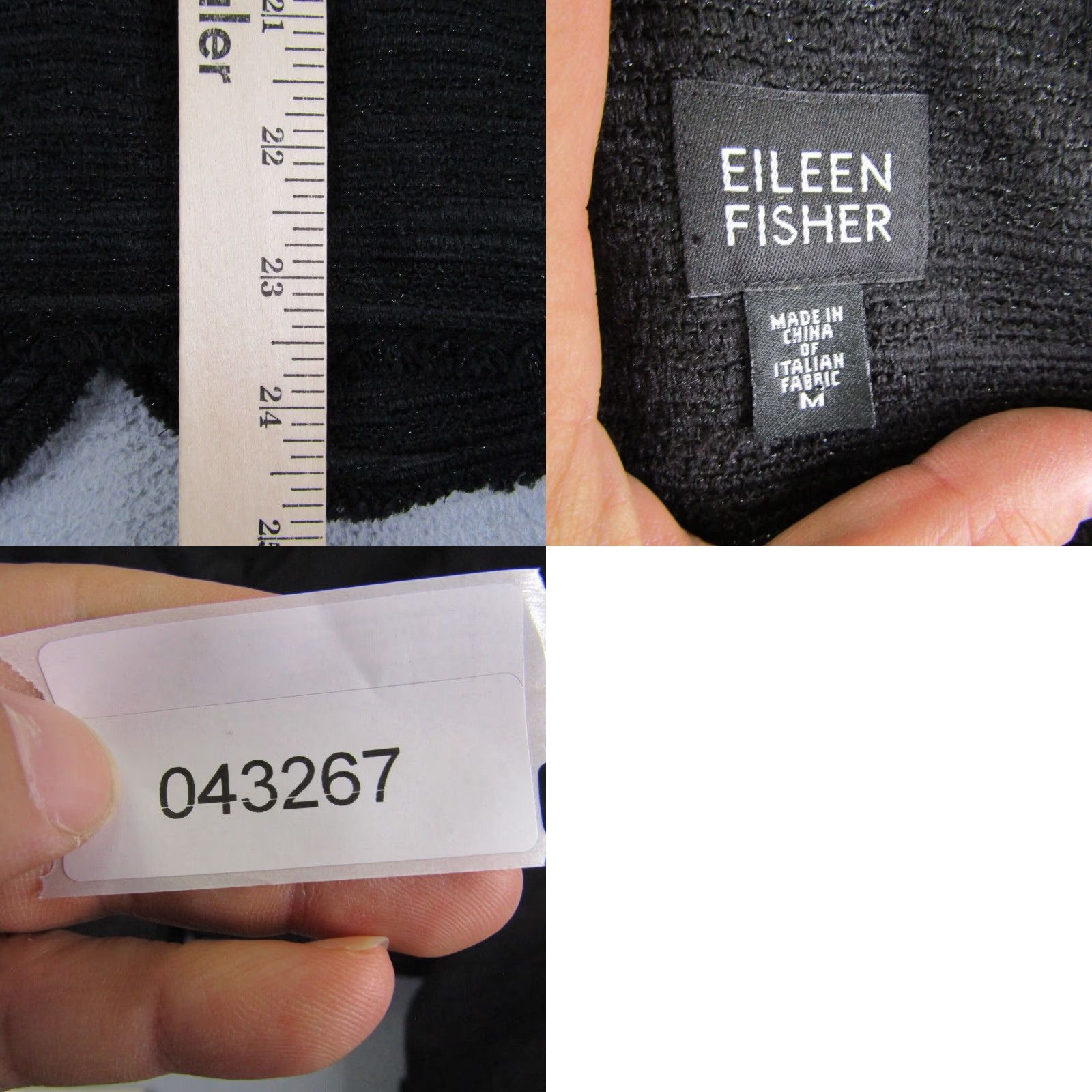 Eileen Fisher VINTAGE Eileen Fisher Jacket Womens Medium Black Open Front Blazer Coat Textured Fringe Size M / US 6-8 / IT 42-44 - 8 Thumbnail