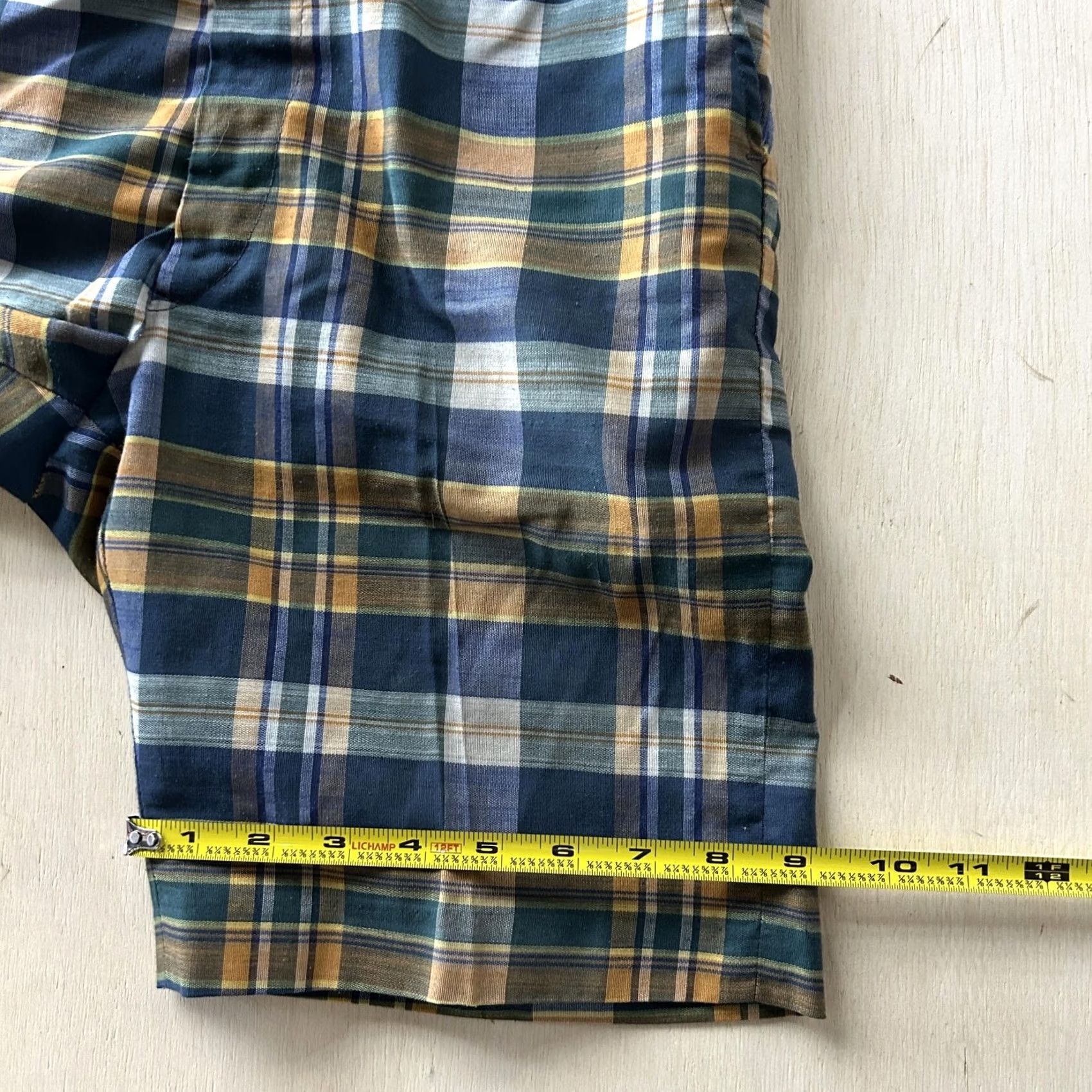 Vintage Vintage 80s Chino Shorts Mens 28 Blue Plaid Flat Front 8" Inseam Casual Summer Size US 28 / EU 44 - 6 Thumbnail