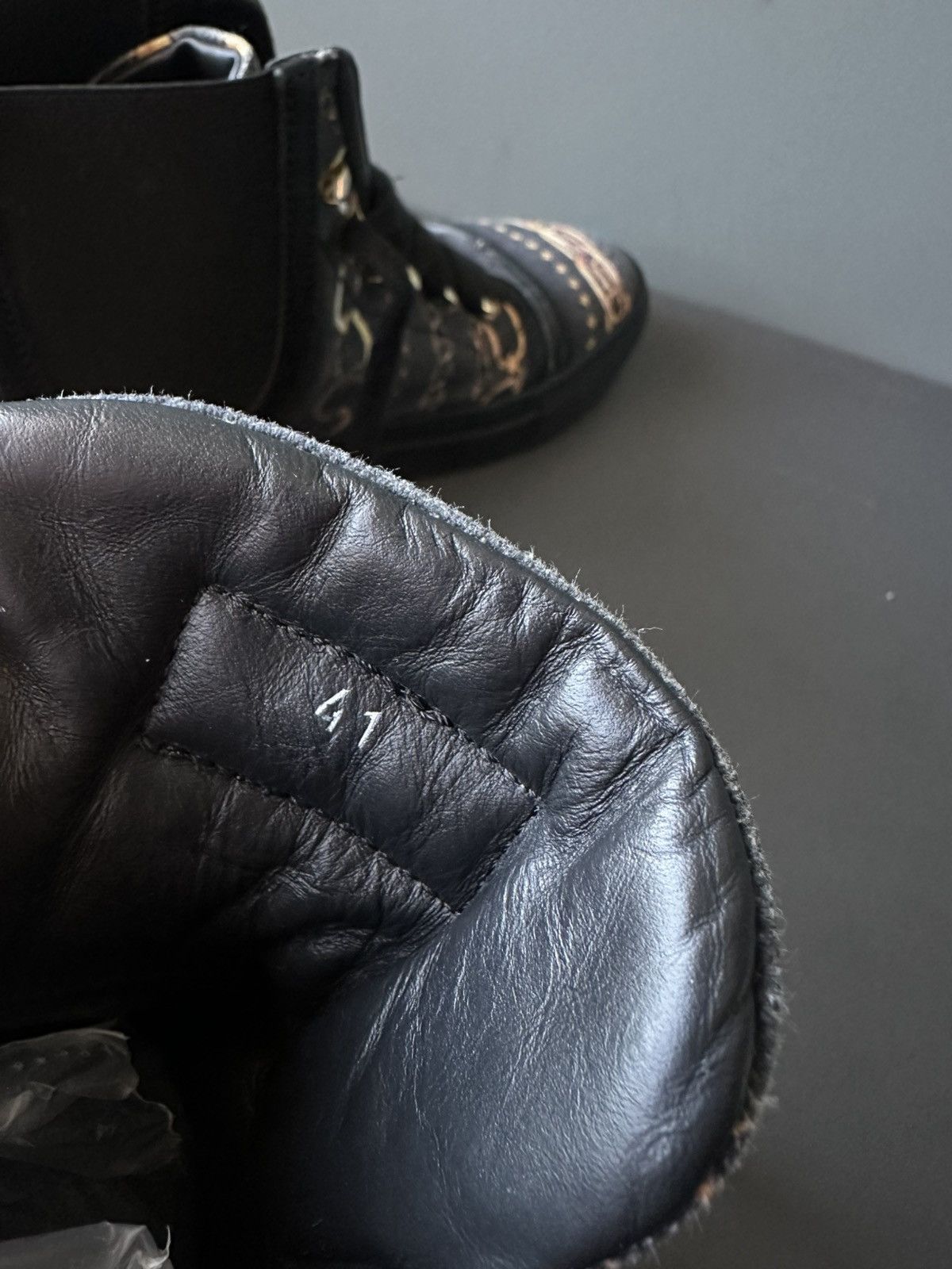 Versus Versace Versace Versus Barocco Washed Black Hi-Top Sneakers Size 41 Size US 8 / EU 41 - 6 Thumbnail