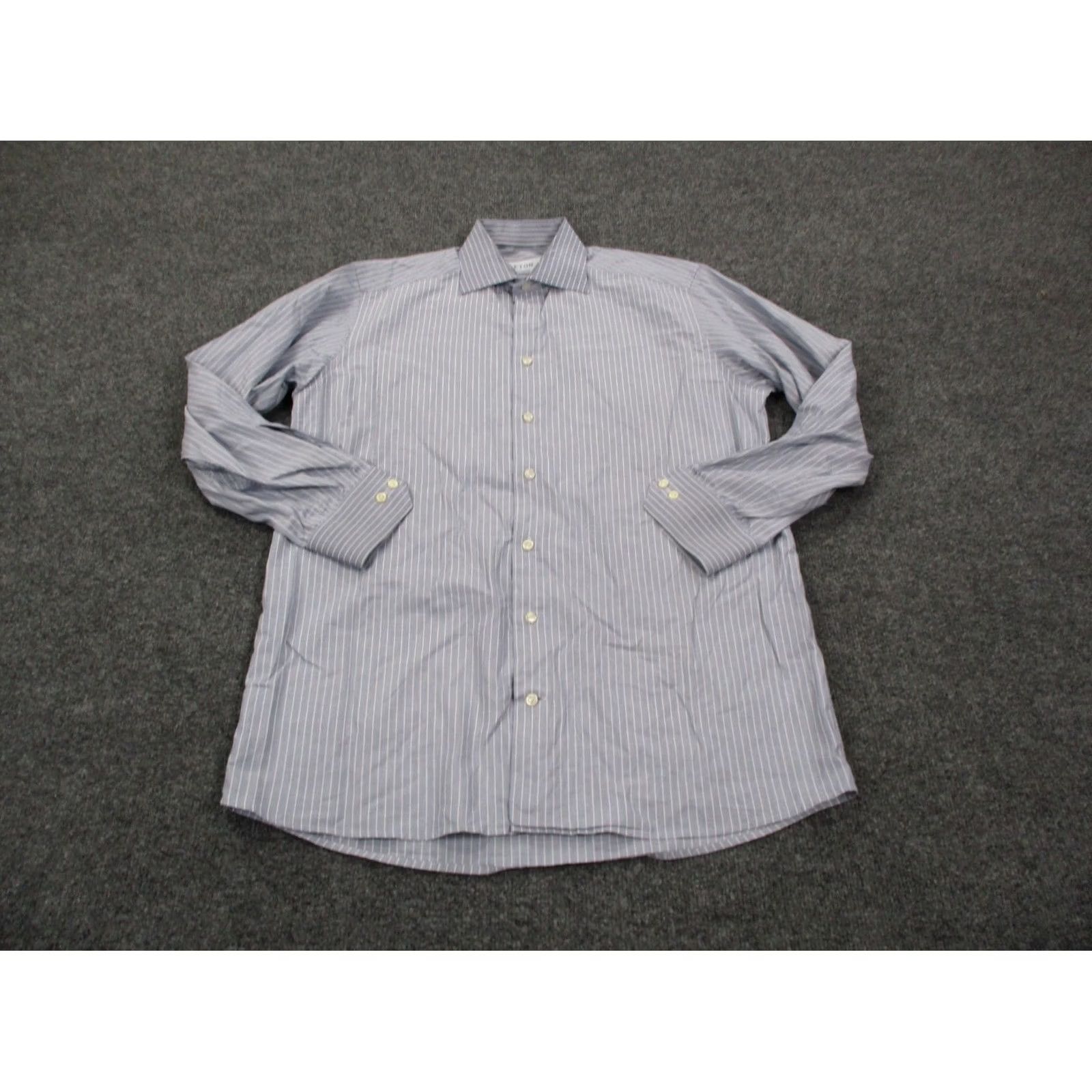 Eton VINTAGE Eton Shirt Mens L 16 41 Blue Striped Contemporary Dress Business Preppy Casual Size US L / EU 52-54 / 3 - 2 Thumbnail