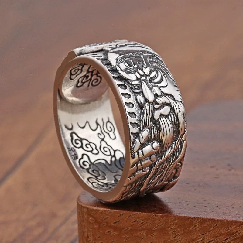 Jewelry × Vintage Guan Gong ring male retro Xiangyun Guan Yu Wu Caishen Size ONE SIZE - 2 Thumbnail