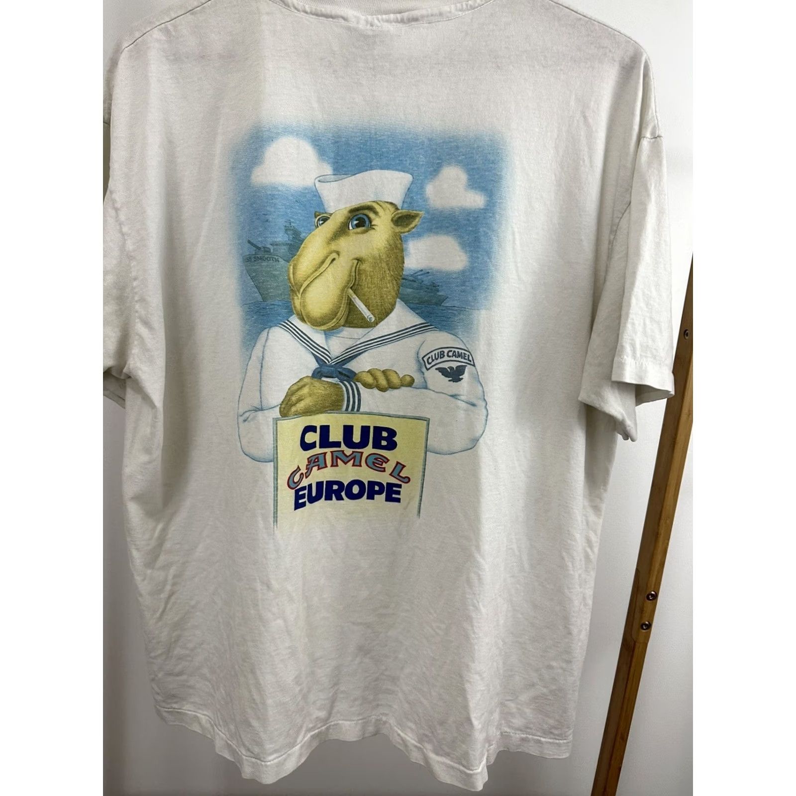 Hanes RARE VTG Joe Camel Club Europe Issued Navy Sailor Thin Cigarette T-Shirt XL Size US XL / EU 56 / 4 - 5 Thumbnail