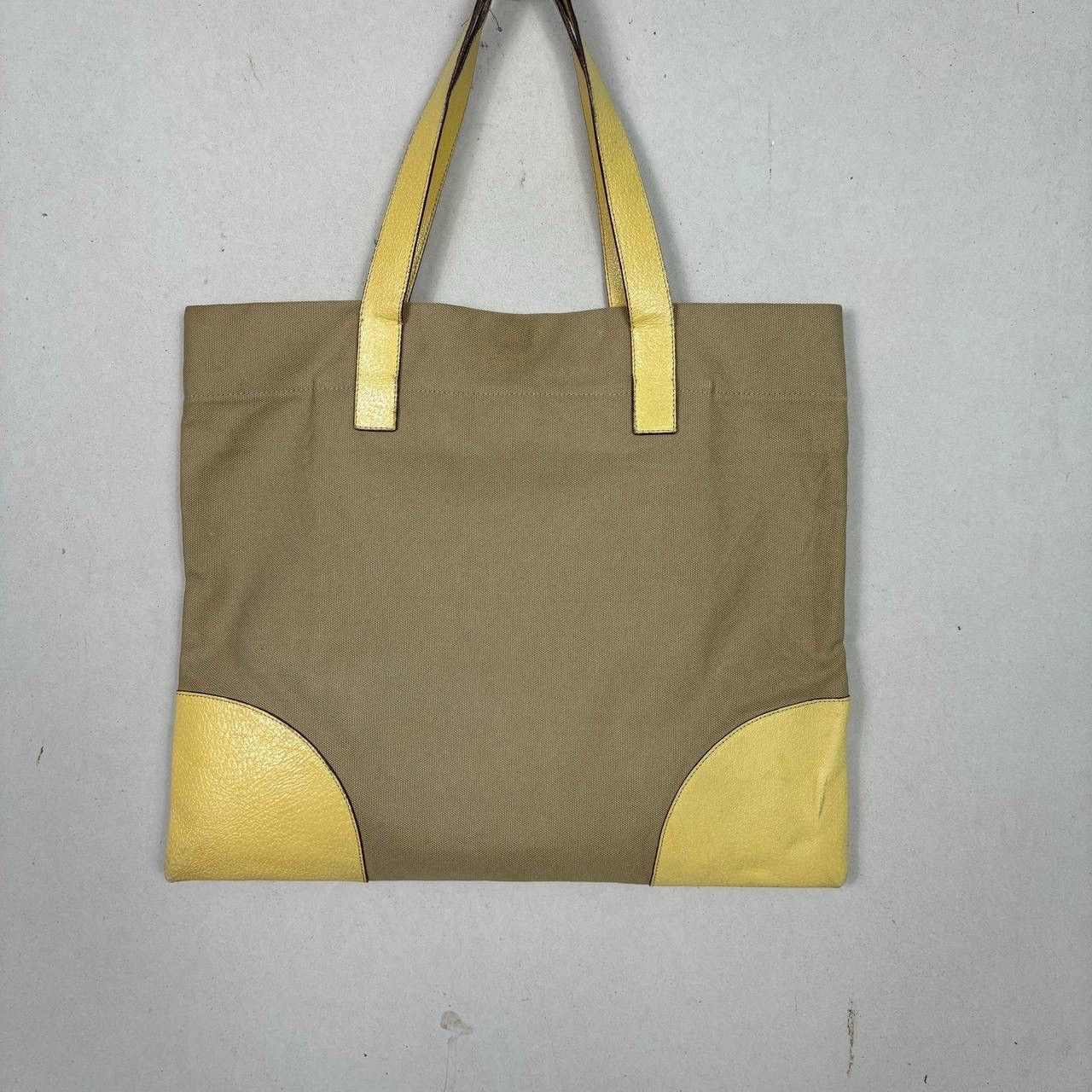 Prada Vintage 90s Prada Canvas Leather Tote Bag Triangle Logo Size ONE SIZE - 3 Thumbnail