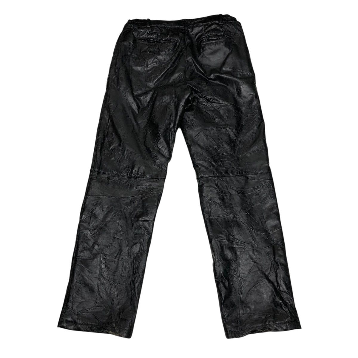 Japanese Brand 🔥RICH BLACK VINTAGE BIKER LEATHER PANTS UNBRAND ISSEY MIYAKE Size US 32 / EU 48 - 2 Thumbnail