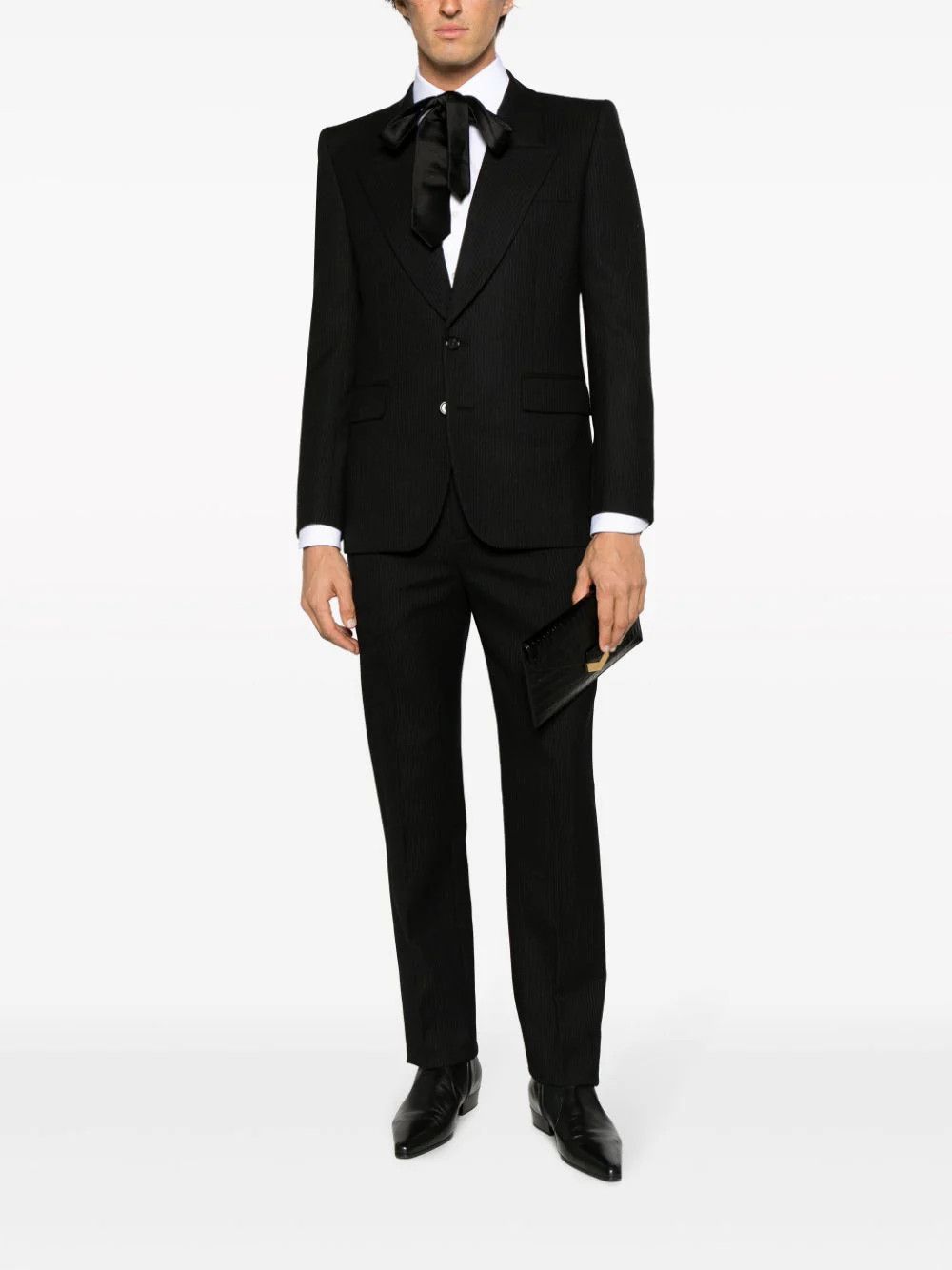 Saint Laurent Paris o1bcso1str1024 Single Breasted Jacket in Black Size US XXL / EU 58 / 5 - 2 Thumbnail