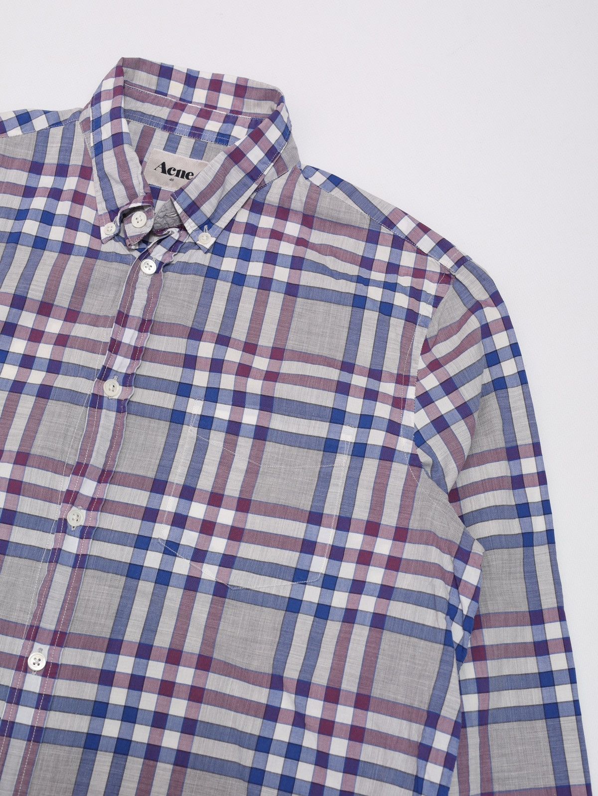 Acne Studios Acne Studios Straight Check AW10 Cotton Plaid Shirt Purple Size US M / EU 48-50 / 2 - 3 Thumbnail