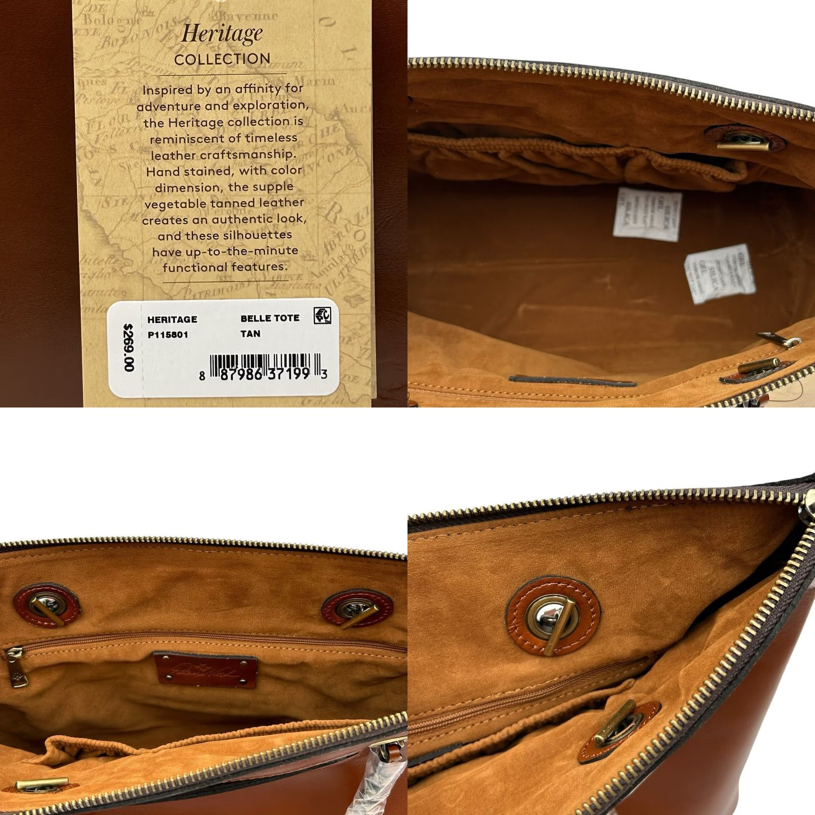 Patricia Nash Patricia Nash Belle Leather Tote Bag Brown Vintage-inspired Look 11X13X5 Women Large Bag Tote Brown 13 in 11 in 5 in Size ONE SIZE - 9 Thumbnail