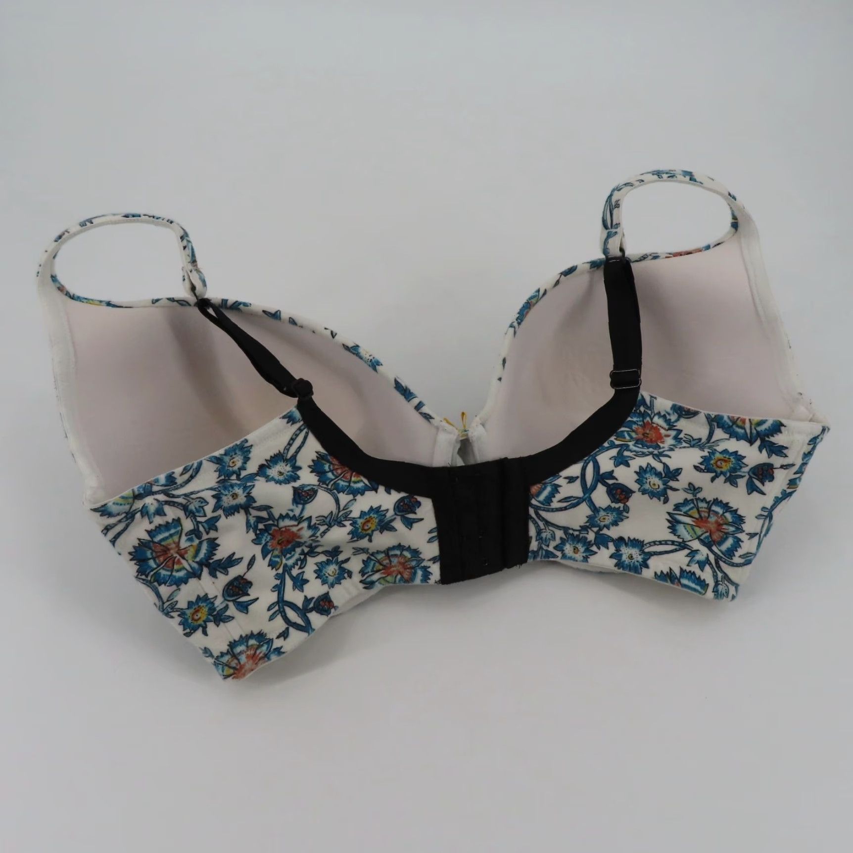 Vintage Cacique Bra Women Plus Size 40G Plunge Underwire Padded Floral White Blue Flower Shirt Style Womens Size ONE SIZE - 5 Thumbnail