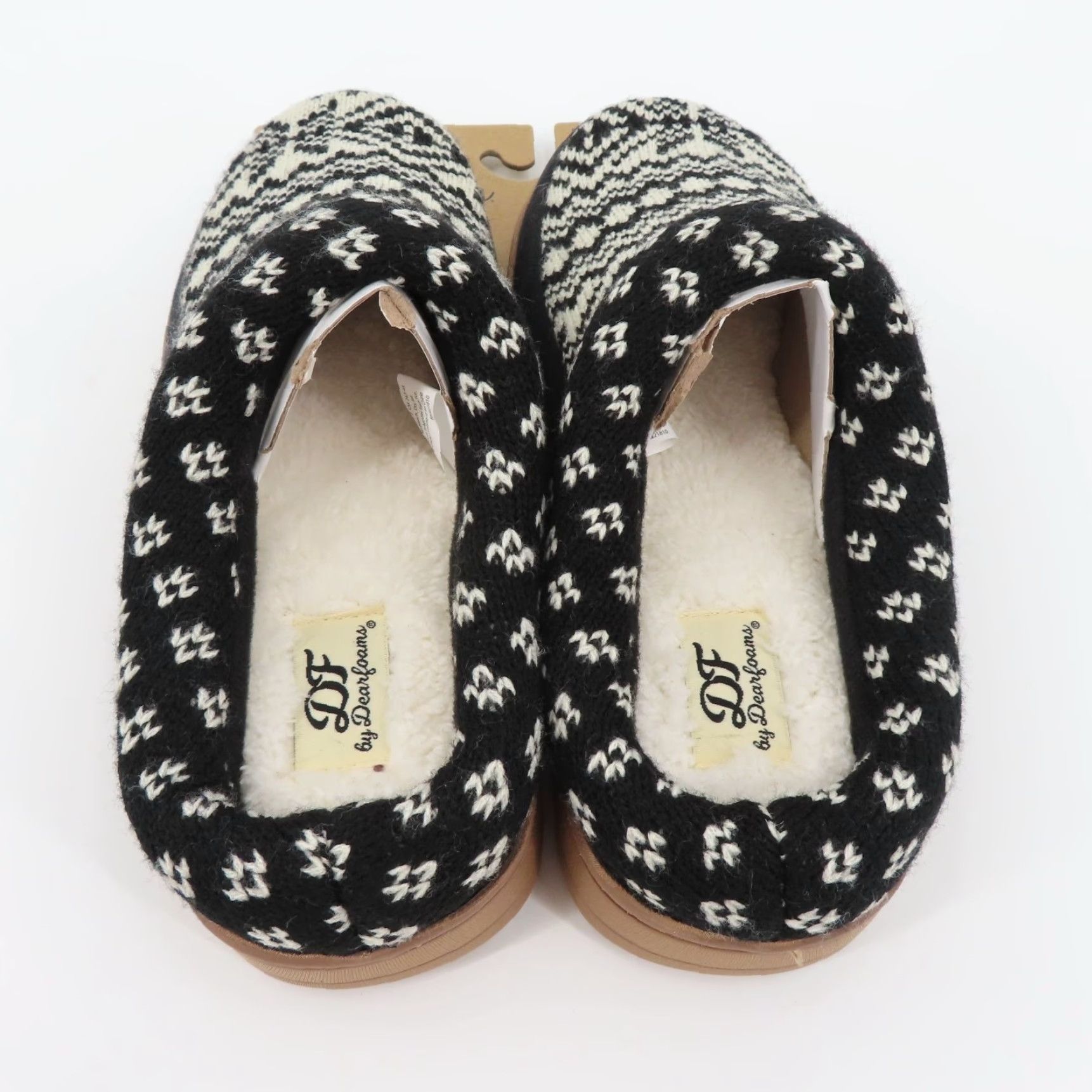 Vintage Dearfoams Women Slipper Knit Memory Foam Slip-On Black 7-8 Medium Indoor Outdoor NEW Size ONE SIZE - 6 Thumbnail