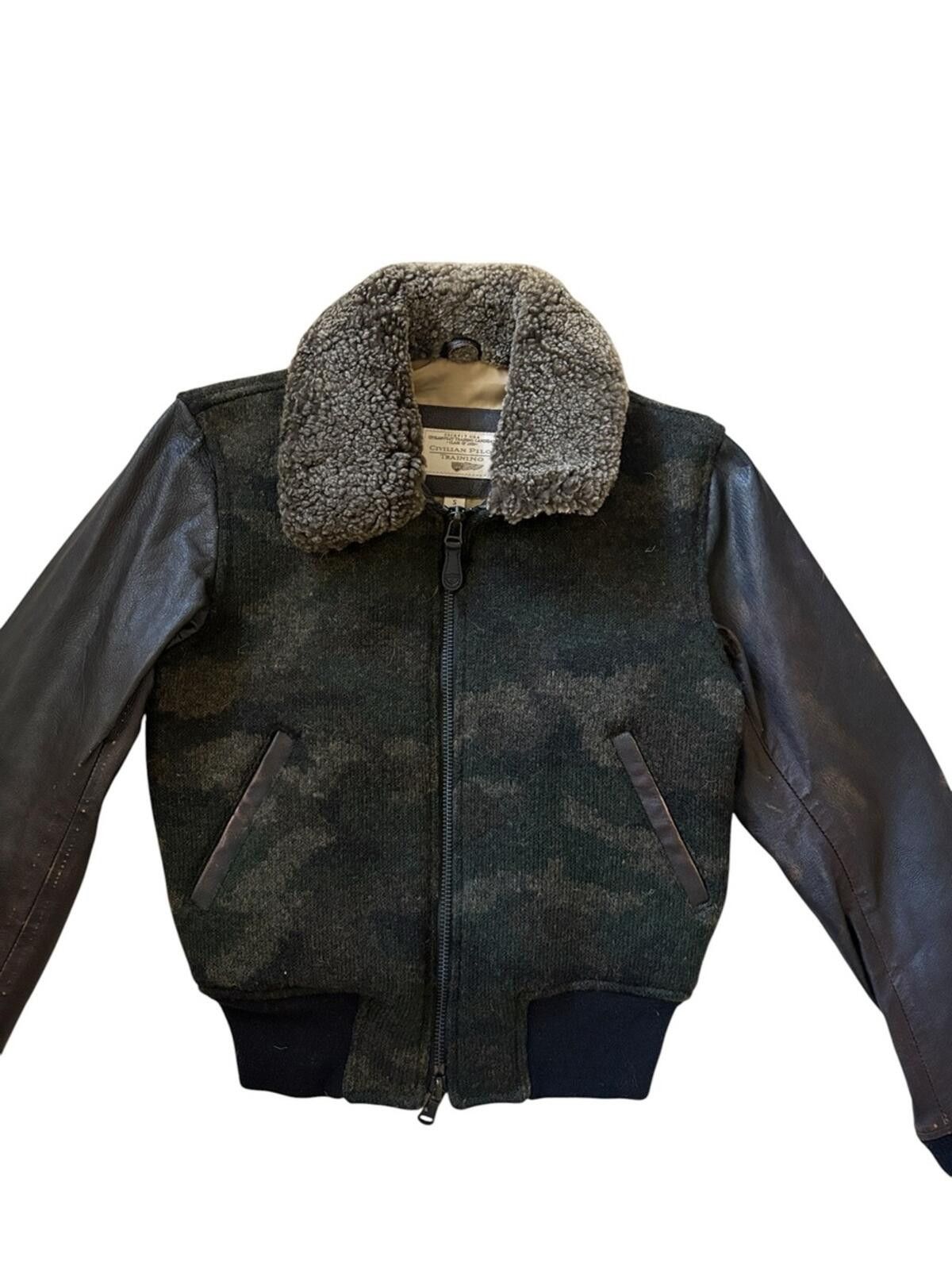 Cockpit USA Vintage Cockpit USA CPT Camo Wool Leather Bomber Jacket Size US S / EU 44-46 / 1 - 2 Thumbnail