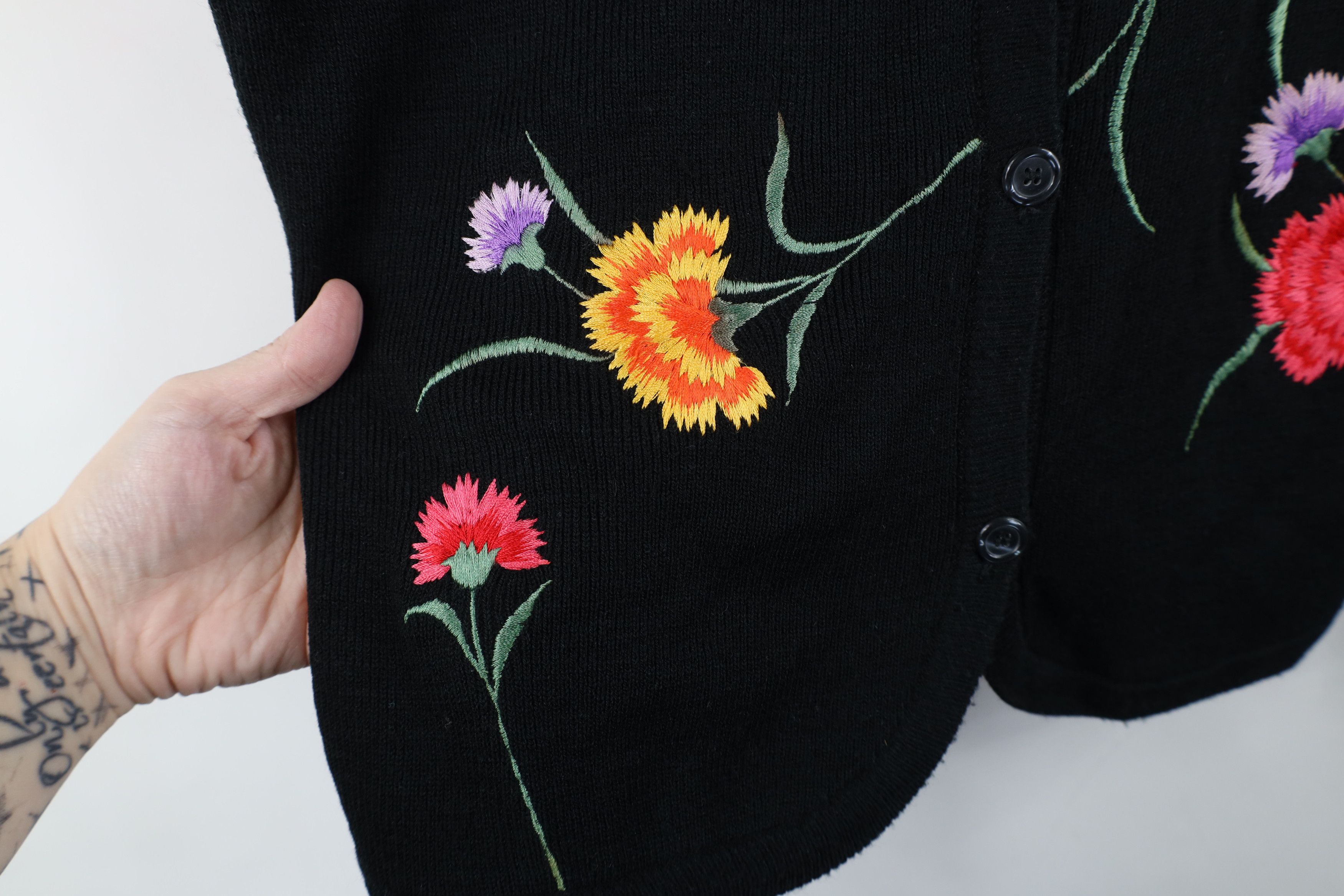 Vintage Vintage 70s Streetwear Flower Knit Cardigan Sweater Size S / US 4 / IT 40 - 7 Thumbnail