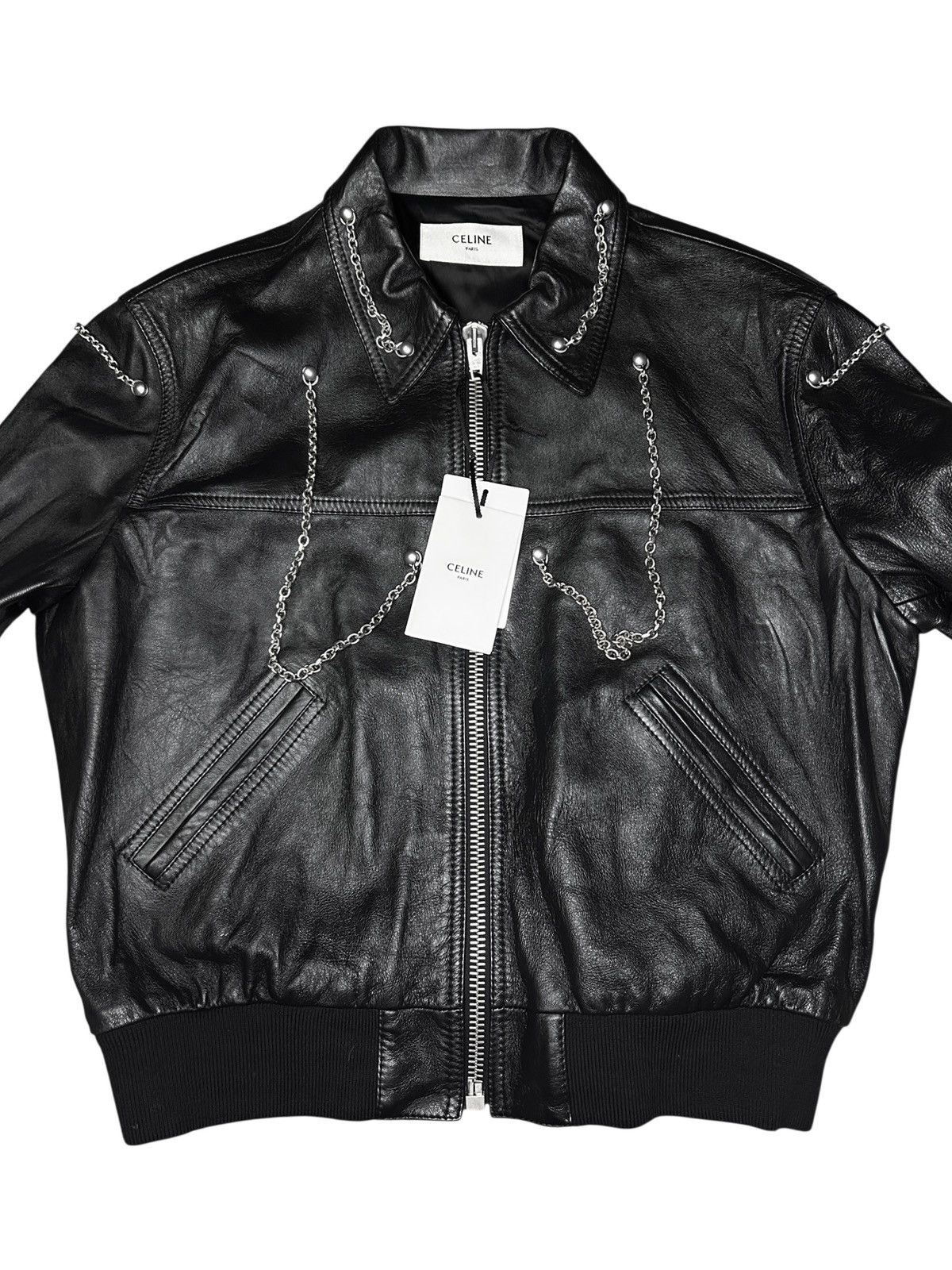 Celine F/W 21 Chained Leather Bomber Size US L / EU 52-54 / 3 - 4 Thumbnail