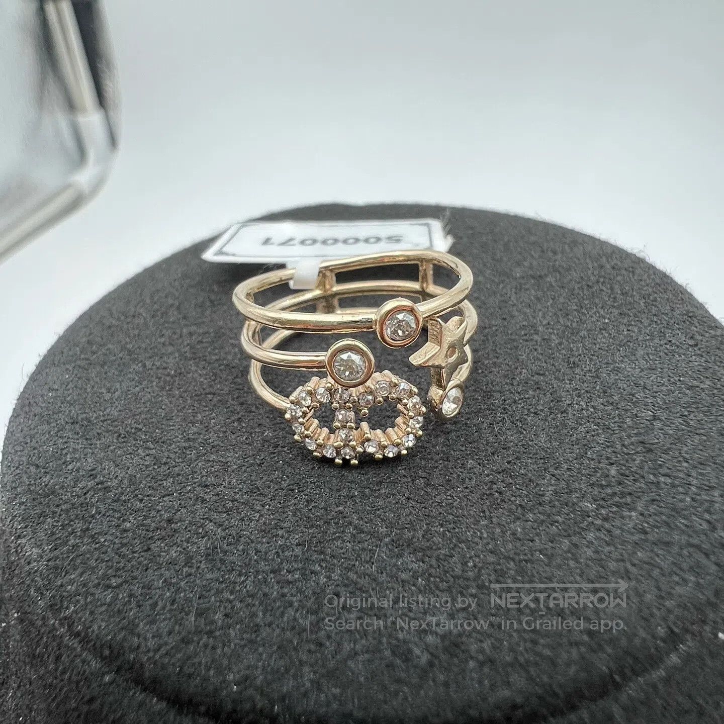 Dior Dior CD Full Diamond Letter Three-Piece Ring Size ONE SIZE - 1 Thumbnail