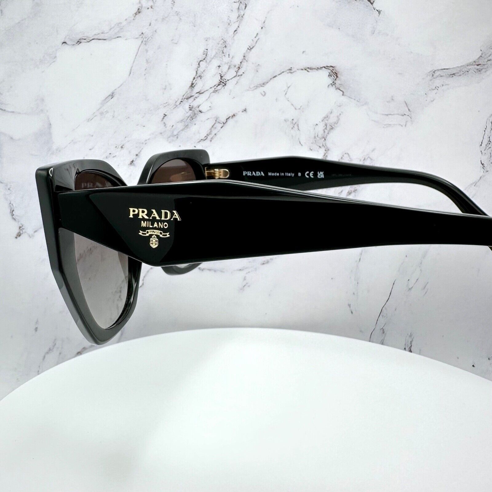 Prada PRADA Sunglasses Symbole Gold Logo Black Authentic Cat Eye Size ONE SIZE - 15 Thumbnail