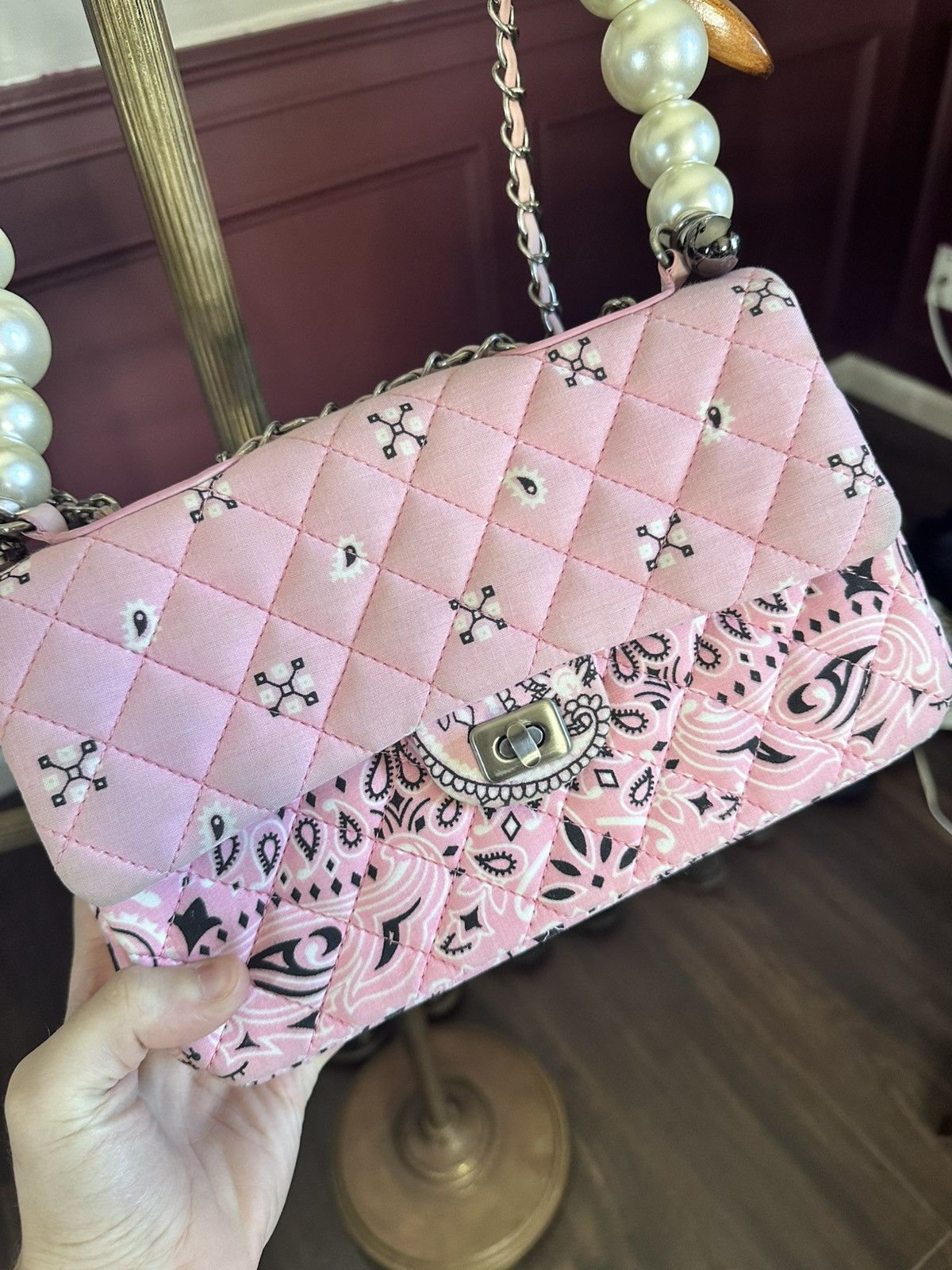 READYMADE Upcycled pink bandana Japan rope chain handbag shoulder bag Size ONE SIZE - 5 Thumbnail