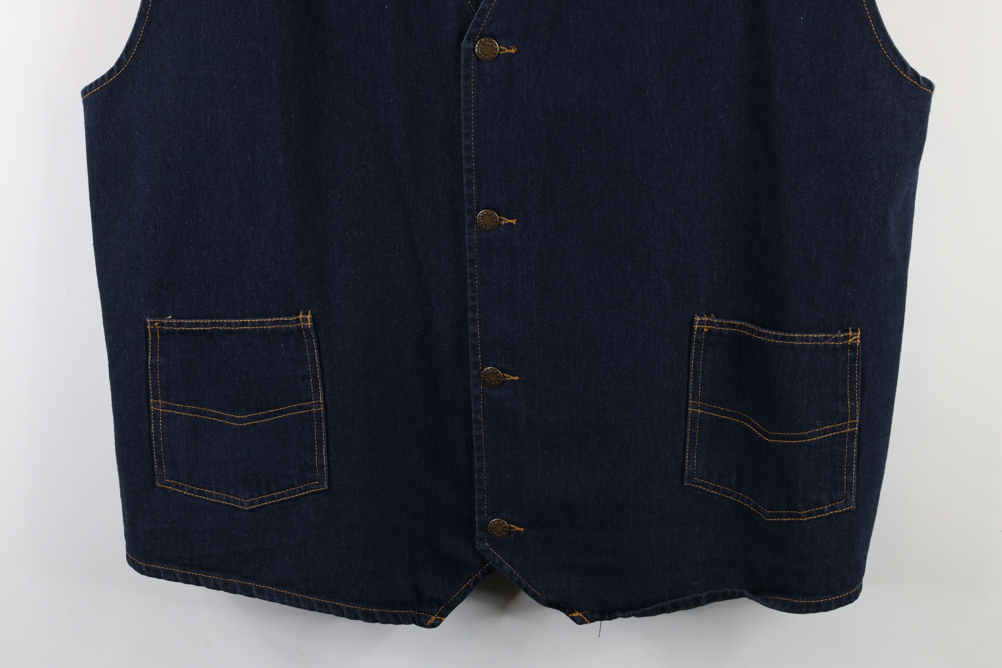 Vintage Vintage 90s Streetwear Denim Jean Button Vest Jacket Blue Size US XXL / EU 58 / 5 - 3 Thumbnail