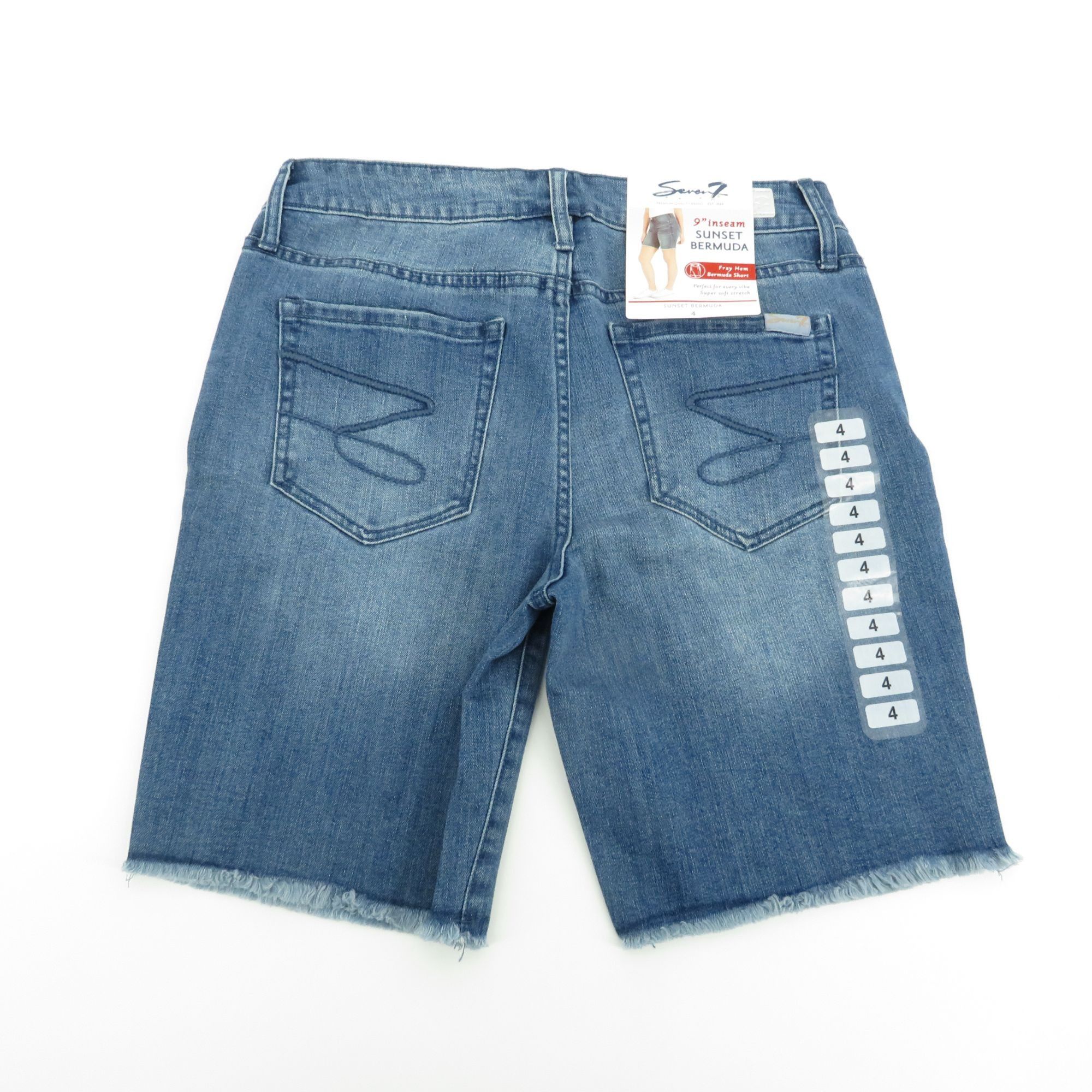 Other Seven7 Women's Sunset Bermuda Denim Shorts Fray Hem 9" Insea Size 27" / US 4 / IT 40 - 1 Thumbnail