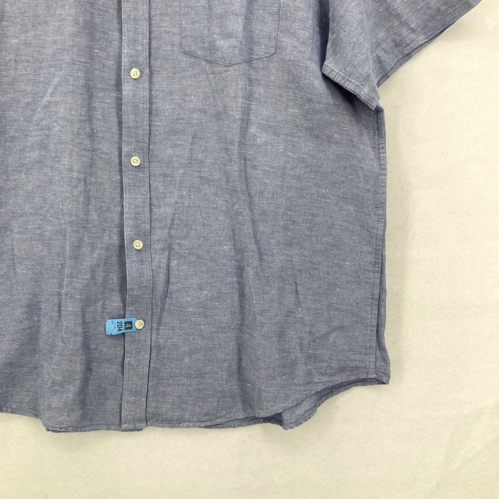 Banana Republic Banana Republic Shirt Mens XL Linen Blend Short Sleeve Button Up Standard Fit Blue Chambray Slub Pattern Beach Nautical Preppy Size US XL / EU 56 / 4 - 3 Thumbnail