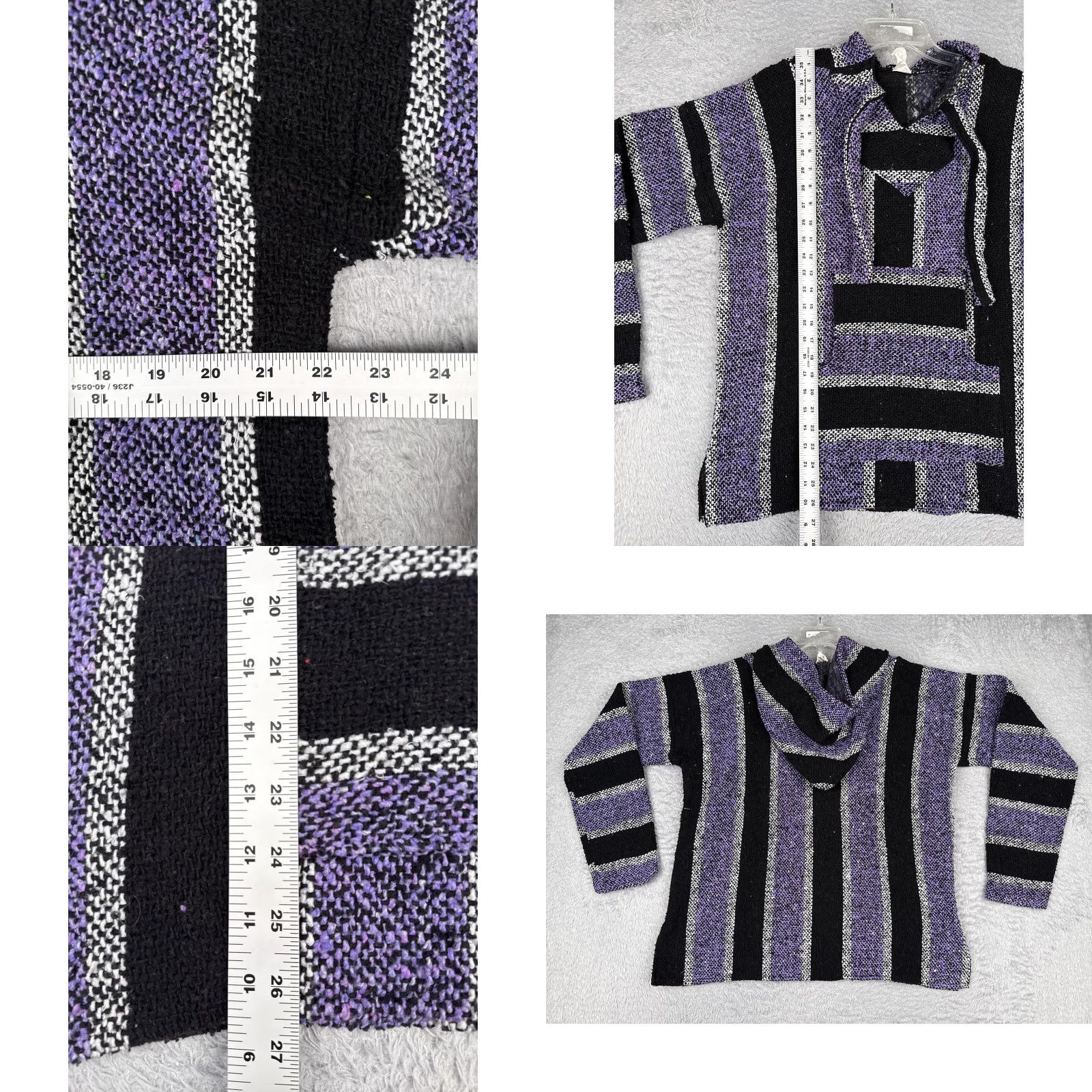Native Native Import Hoodie Mens Large Purple Striped Baja Kangaroo Hippie Drug Rug Size US L / EU 52-54 / 3 - 8 Thumbnail