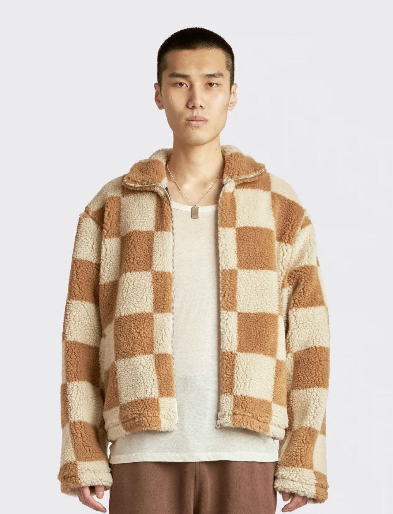 Sangiev Sangiev Checkered Fleece Jacket Size US XL / EU 56 / 4 - 1 Thumbnail