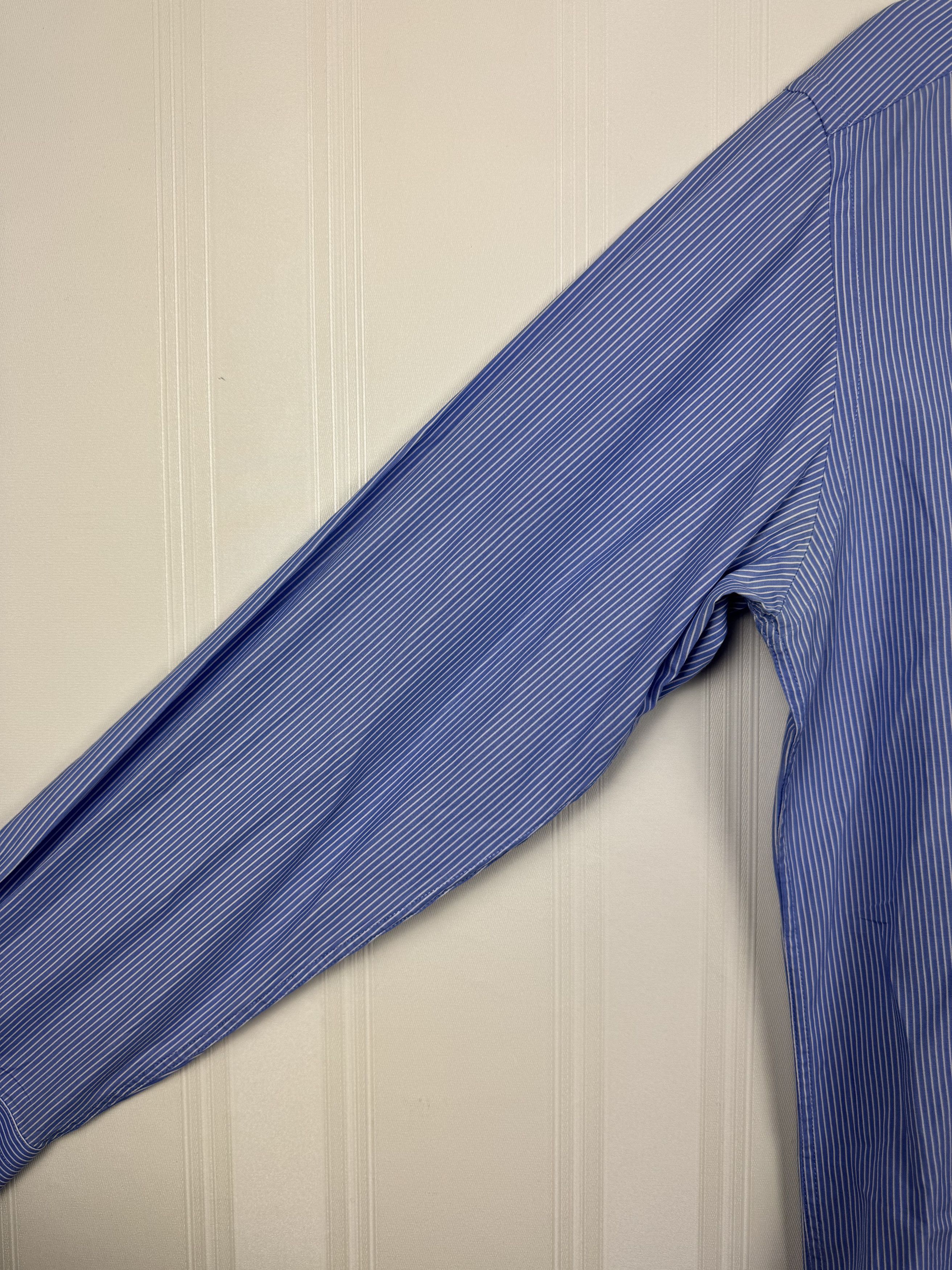 Boggi Boggi Milano Blue Striped Shirt Size 42 100% Cotton Size US XS / EU 42 / 0 - 8 Thumbnail