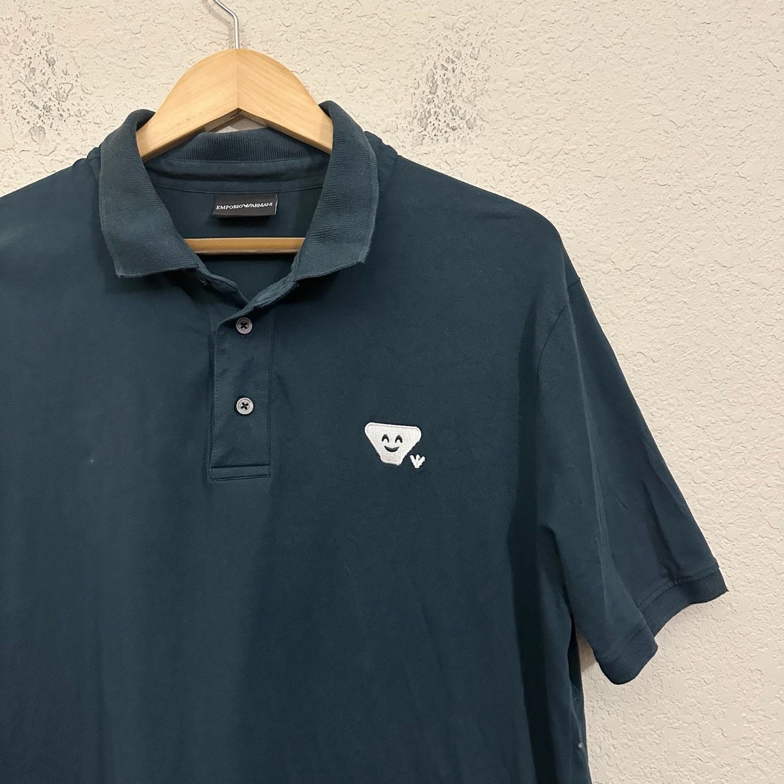 Emporio Armani EMPORIO ARMANI Polo Shirt Black Embroidered Golf Preppy RARE Size US XXL / EU 58 / 5 - 3 Thumbnail