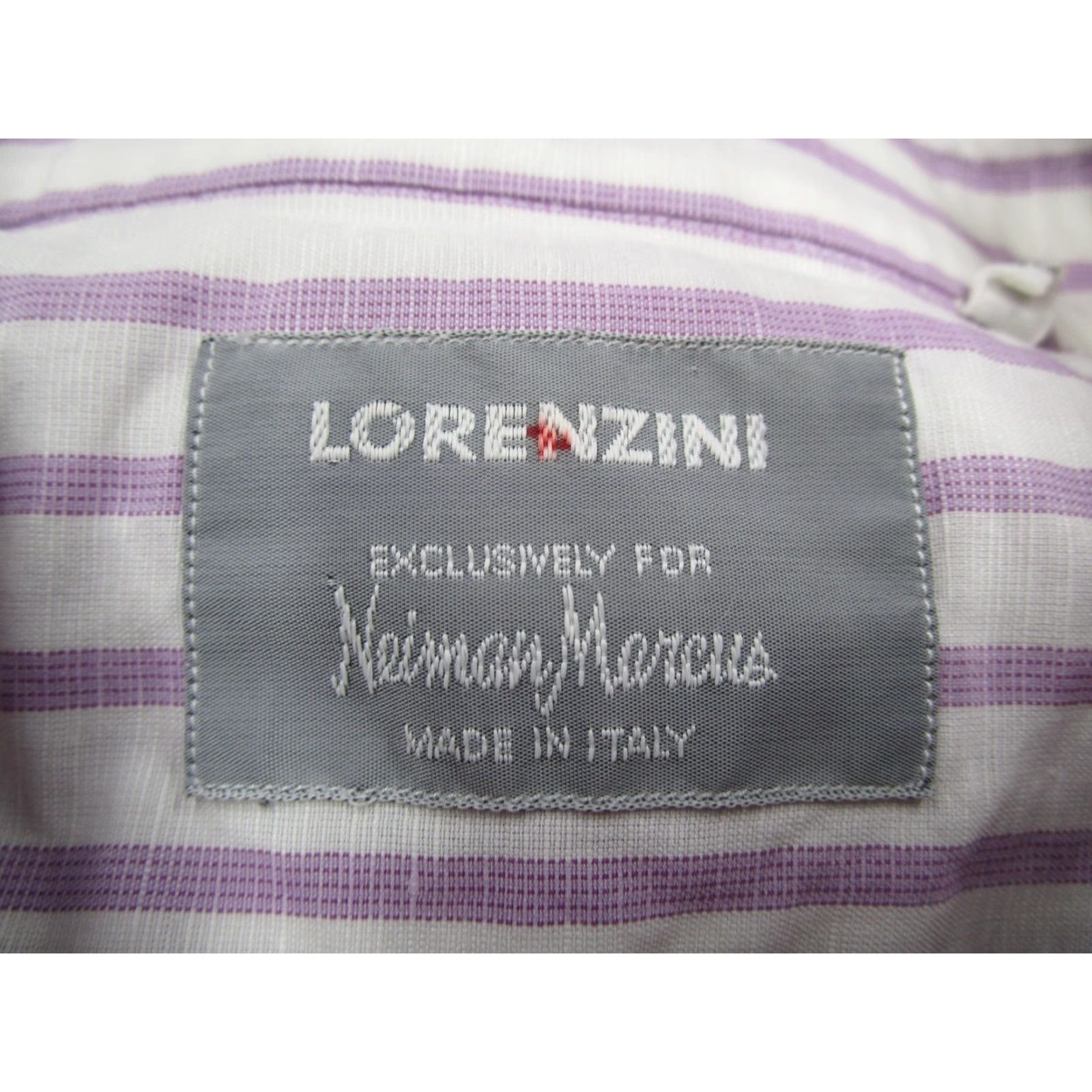 Vintage VINTAGE Lorenzini Dress Shirt Mens 42 White Purple Stripe Made in Italy Classic Fit Long Sleeve Neiman Marcus Size 42R - 3 Thumbnail