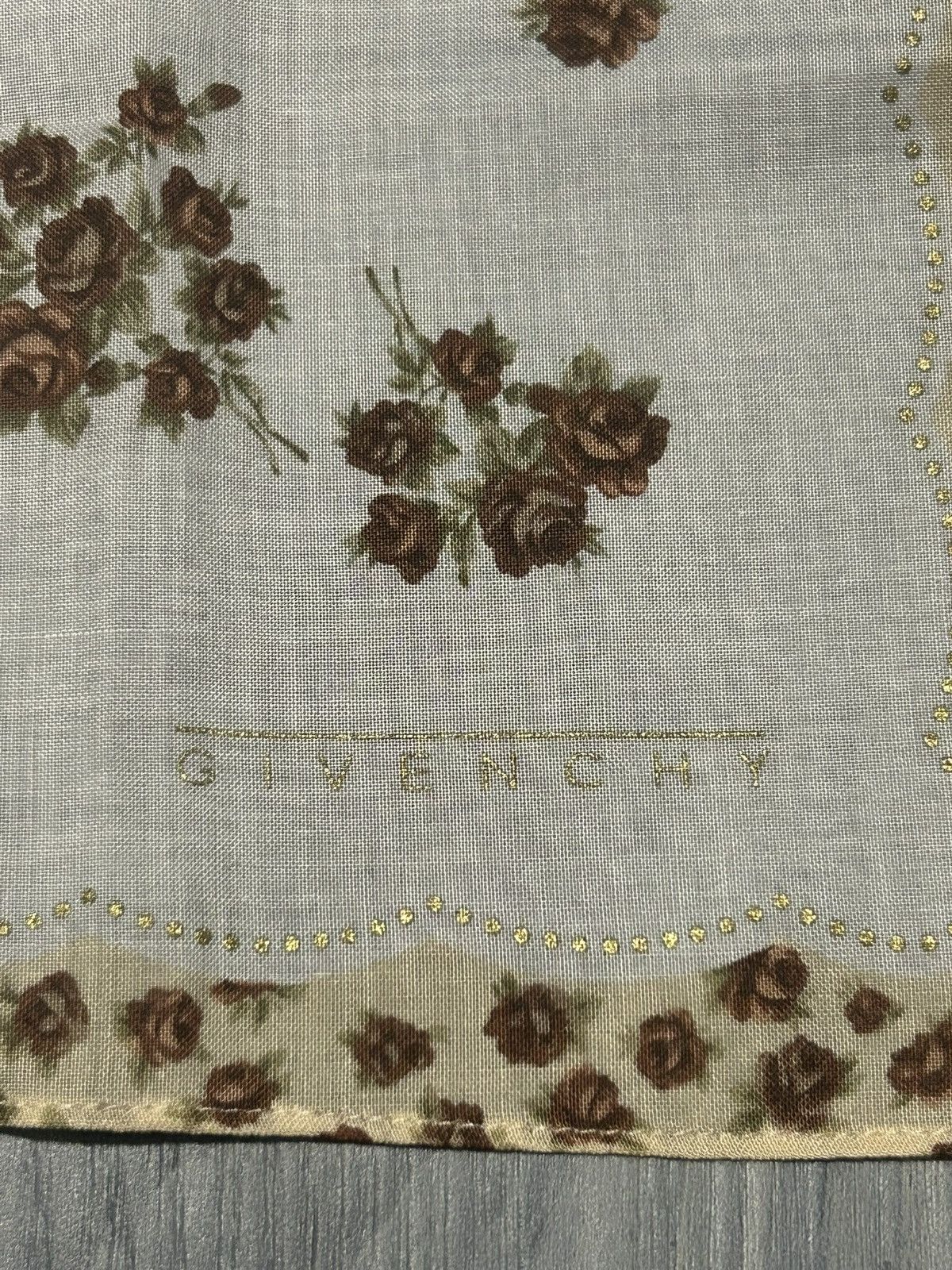 Givenchy Vintage Givenchy Brown Blush Rose Cotton Handkerchief Size ONE SIZE - 5 Thumbnail