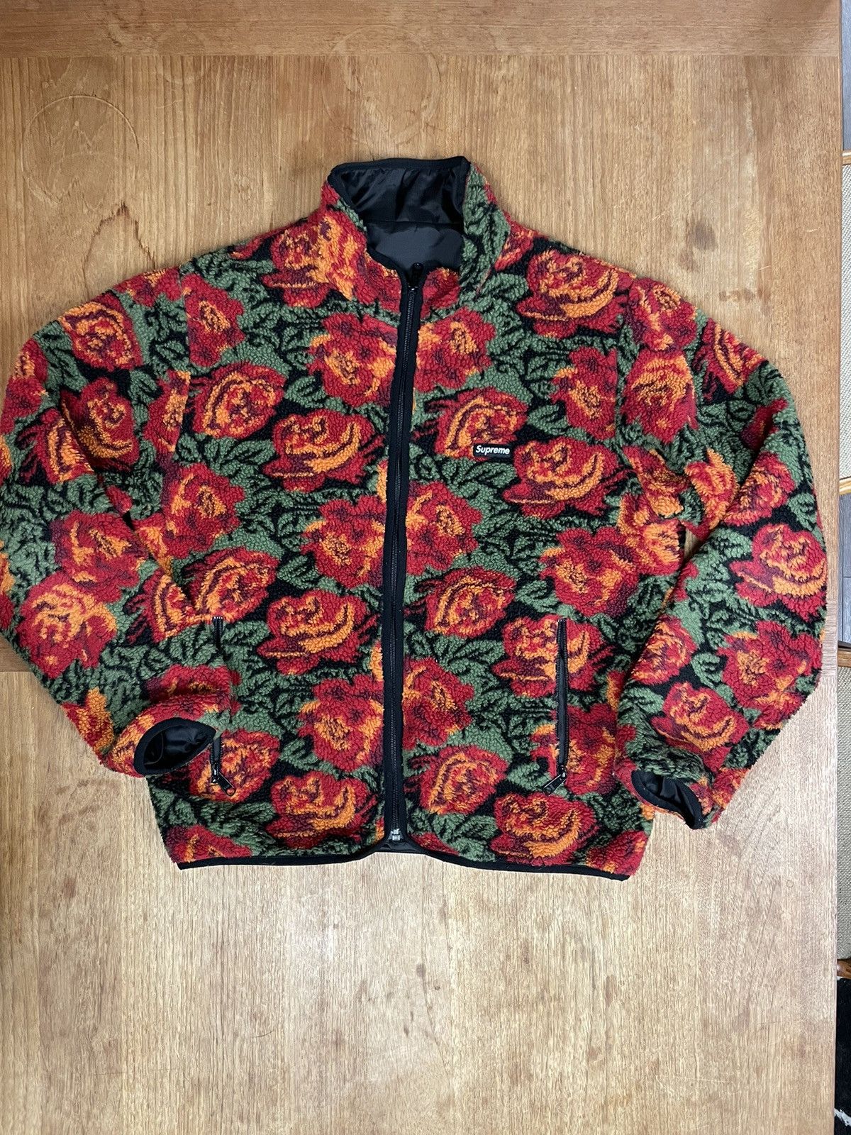 Supreme Roses Sherpa Fleece Reversible Jacket | Grailed