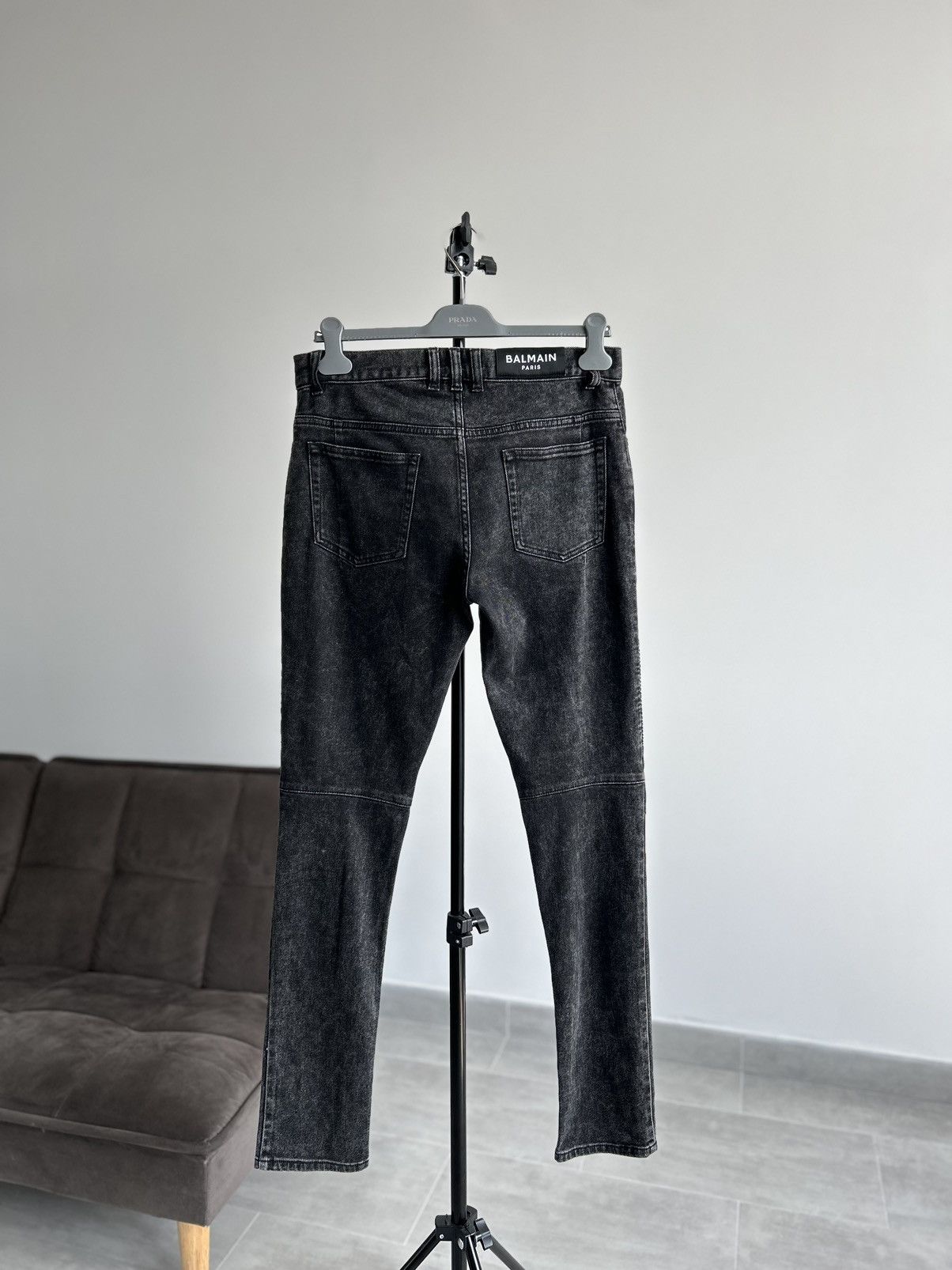 Balmain Balmain Paris Biker Ribbed Knee Slim Jeans Black Size 31 Size US 31 - 4 Thumbnail