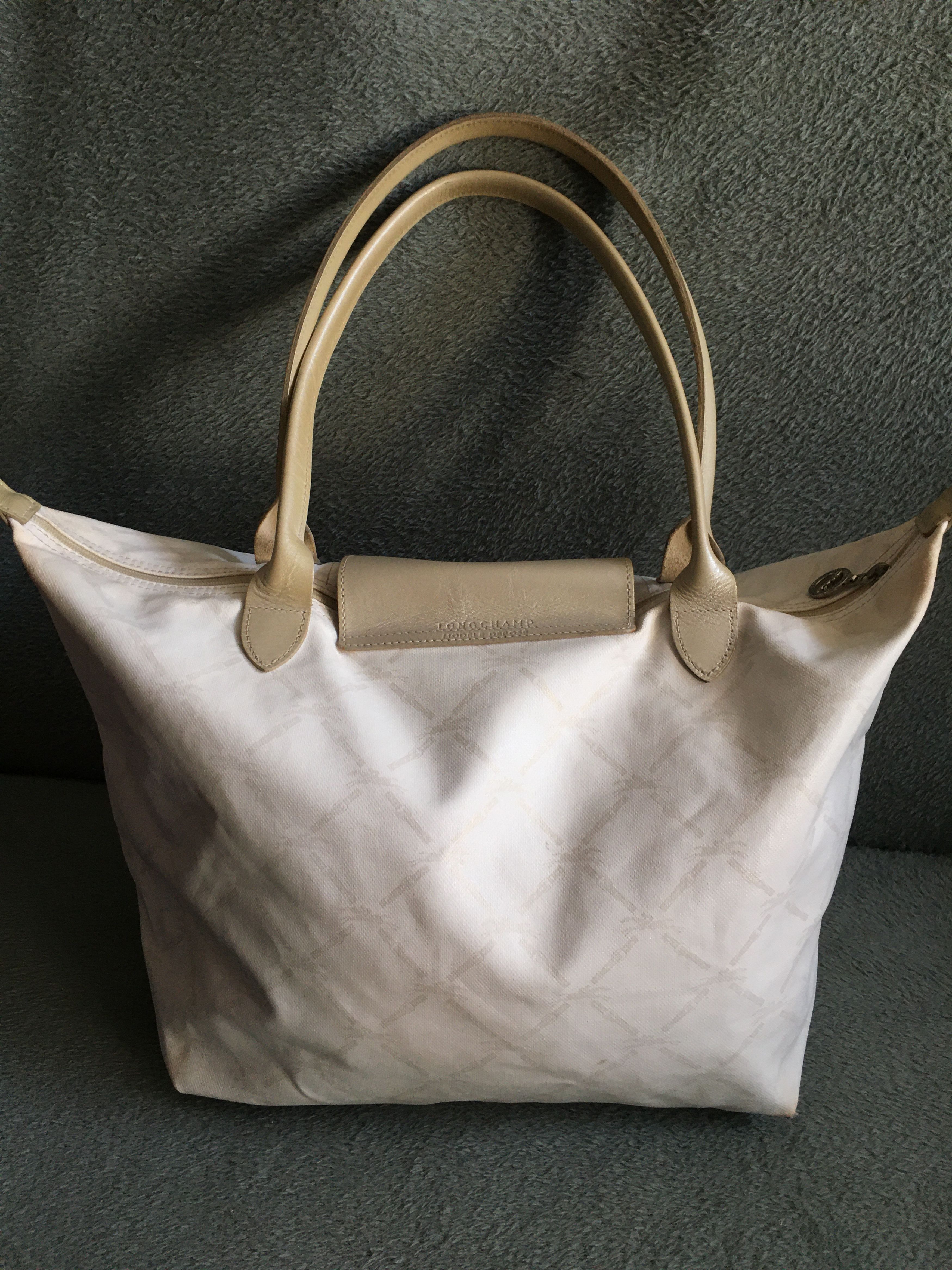 Longchamp Longchamp White Logo Print Coated Canvas Le Pliage Tote Bag Size ONE SIZE - 2 Thumbnail