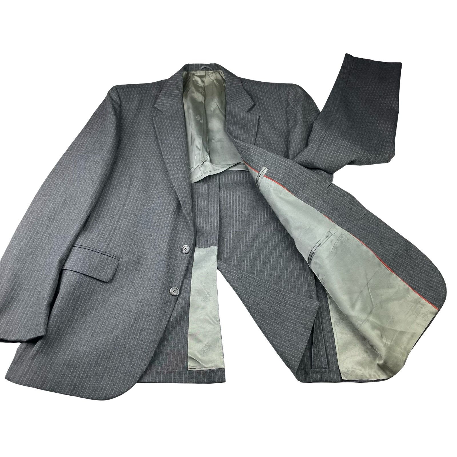 Stafford VTG Stafford Men's 100% Wool 2-Button Suit Gray Stripe • 46R Size 46R - 3 Thumbnail