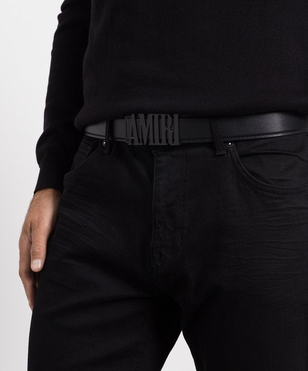 Amiri o1y0525 Size : 80/32 Logo Leather Belt in Black Size 32 - 2 Thumbnail