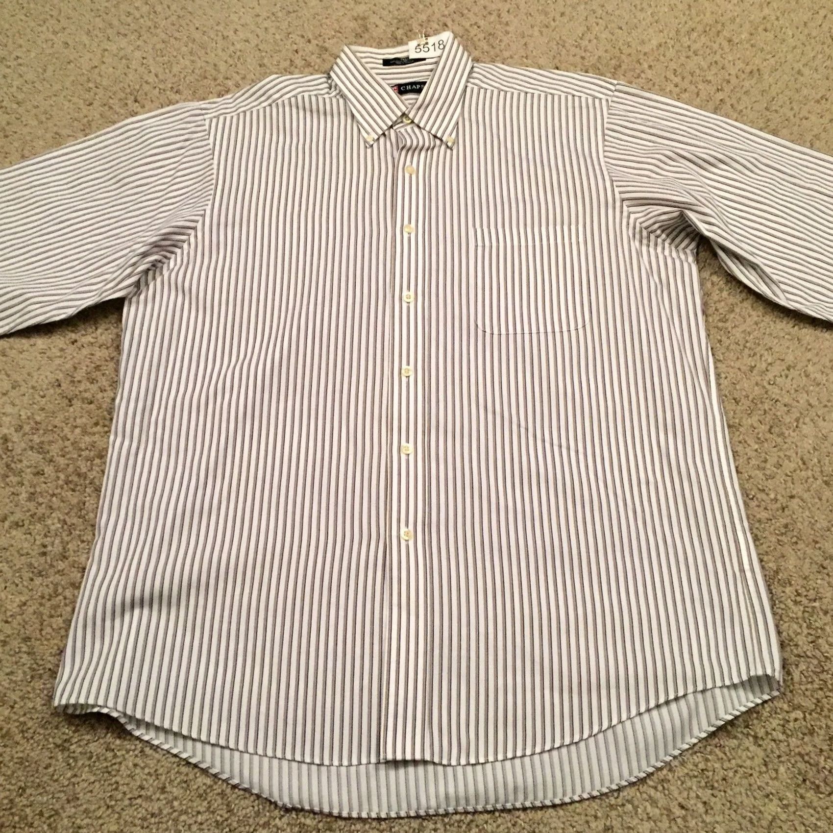 Chaps Chaps Shirt Mens Large Beige Striped Long Sleeve Button Up Twill Size US L / EU 52-54 / 3 - 5 Thumbnail