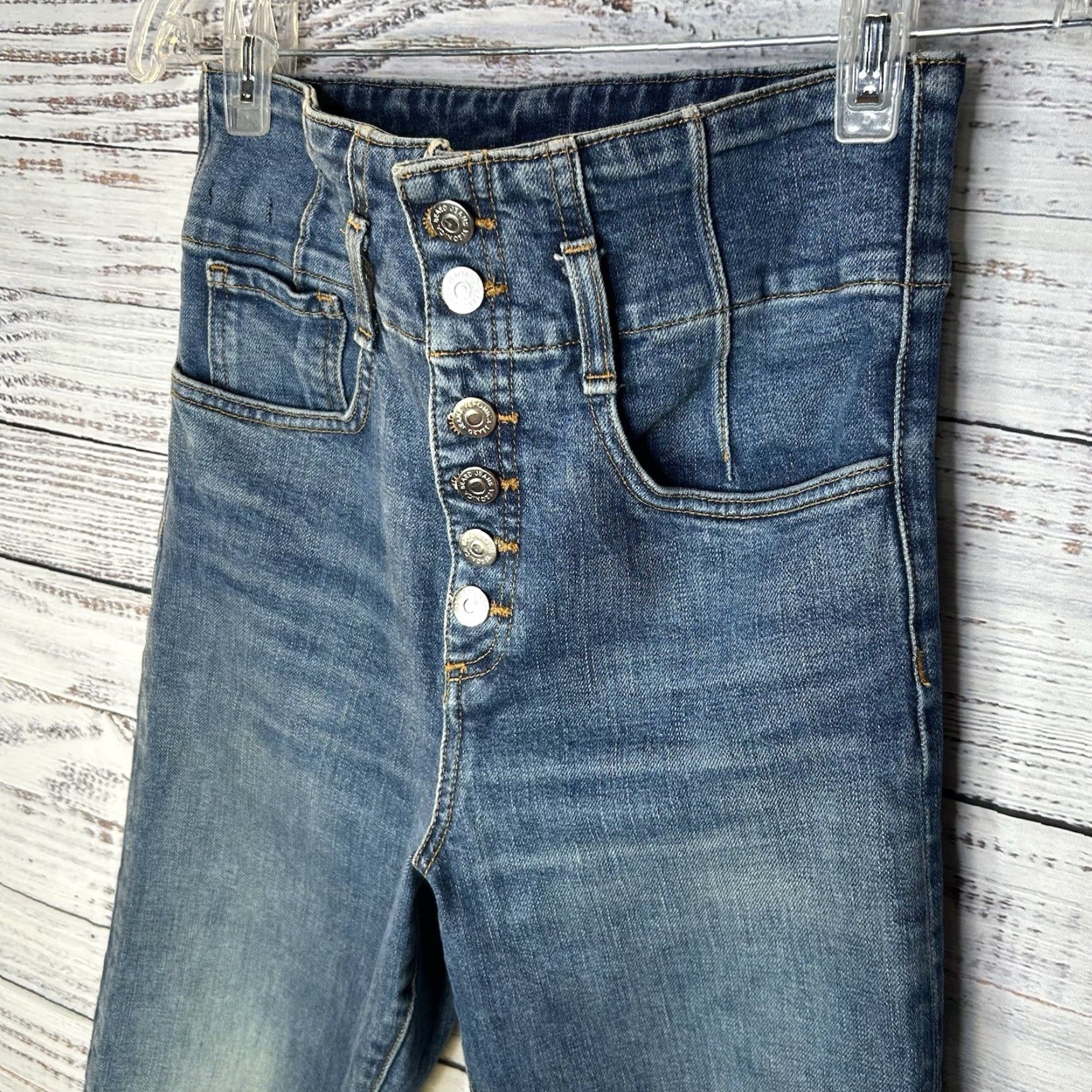 Veronica Beard VERONICA BEARD Marlene 12” Corset High Rise Distressed Flare Cropped Jeans Sz 26 Size 4XL / US 24-26 - 3 Thumbnail