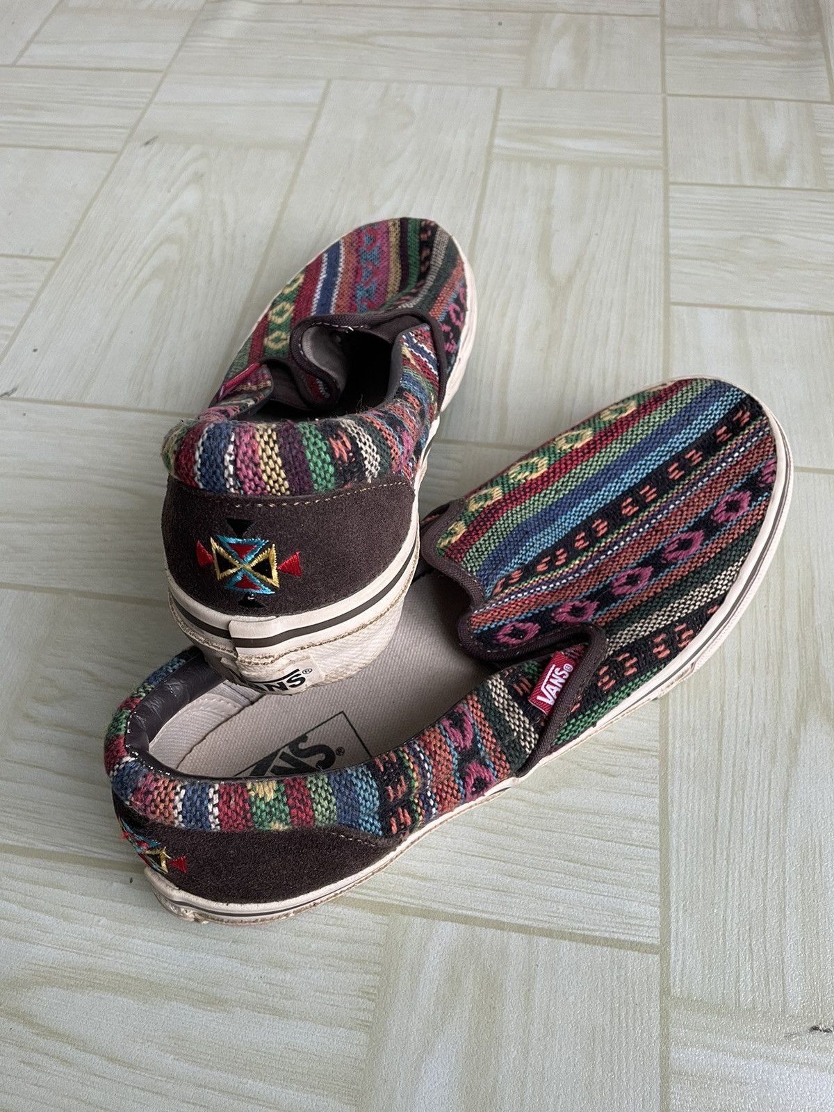 Navajo Vans Vintage OG Vans Mexican Blanket Boho Aztec Navajo Slip On Sneakers Grailed