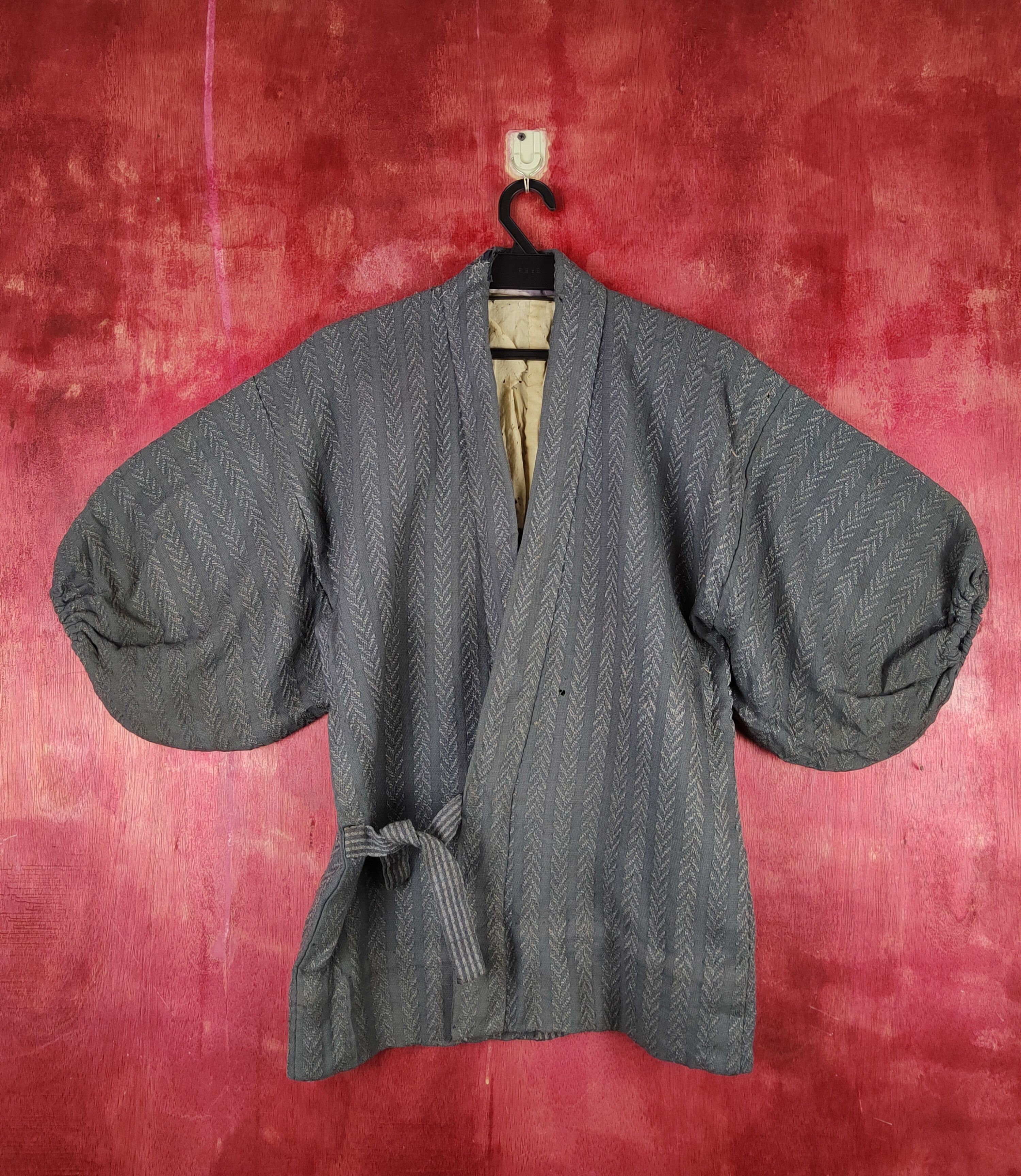 Komono Special Chiyotex vintage japan Dark Gray Kimono #S1364 Size US L / EU 52-54 / 3 - 1 Thumbnail