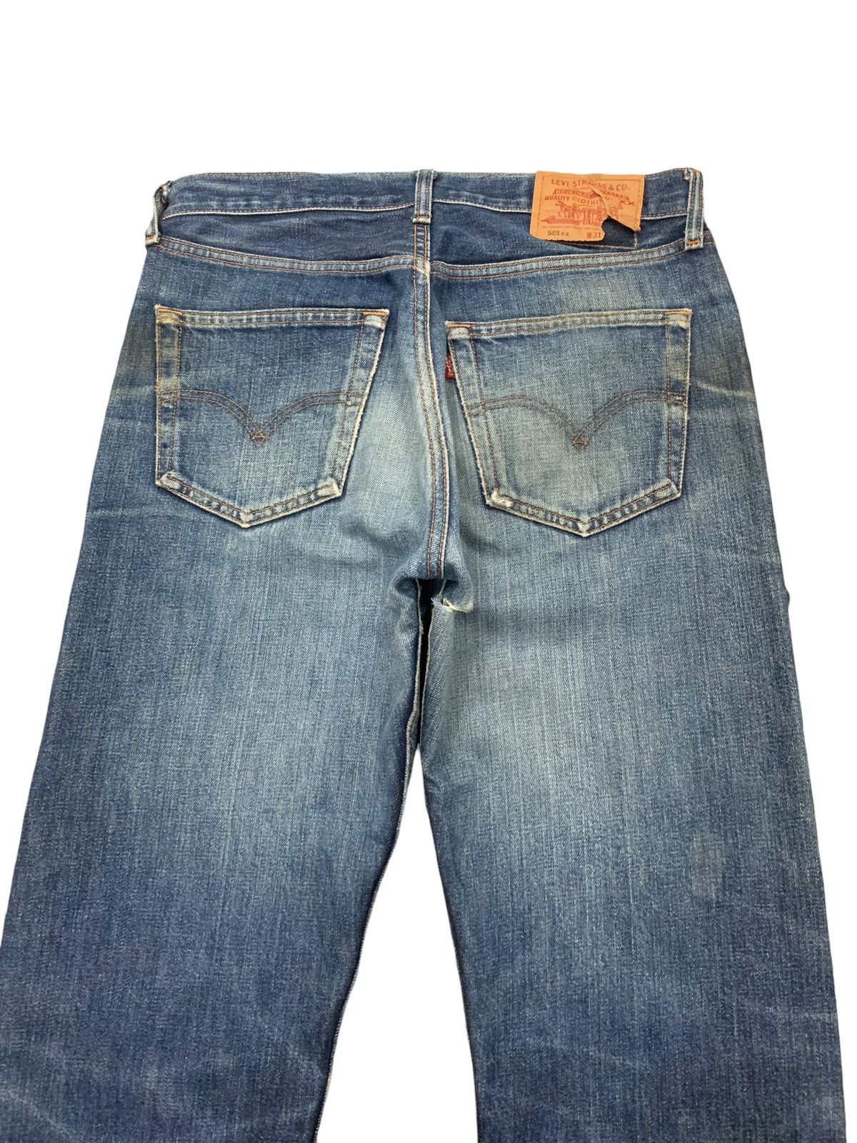 Levi's Levis 501 Buttonfly Distressed Whiskering Denim Pants (AB35) Size US 29 - 9 Thumbnail