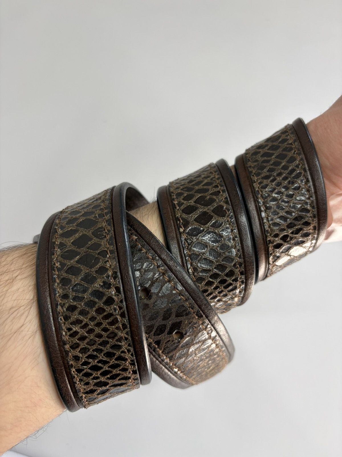 Hysteric Glamour Gothic Leather Belt with Sculpted Metal Panels LGB Vibe Size 36 - 4 Thumbnail
