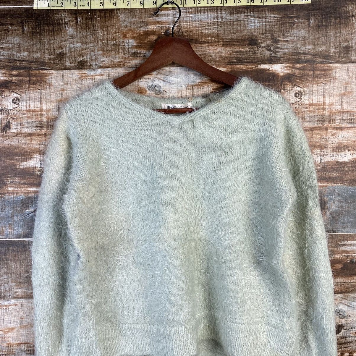 Japanese Brand D Bou Jeloud faded Light Green shaggy Mohair Knitwear#c1046 Size M / US 6-8 / IT 42-44 - 2 Thumbnail